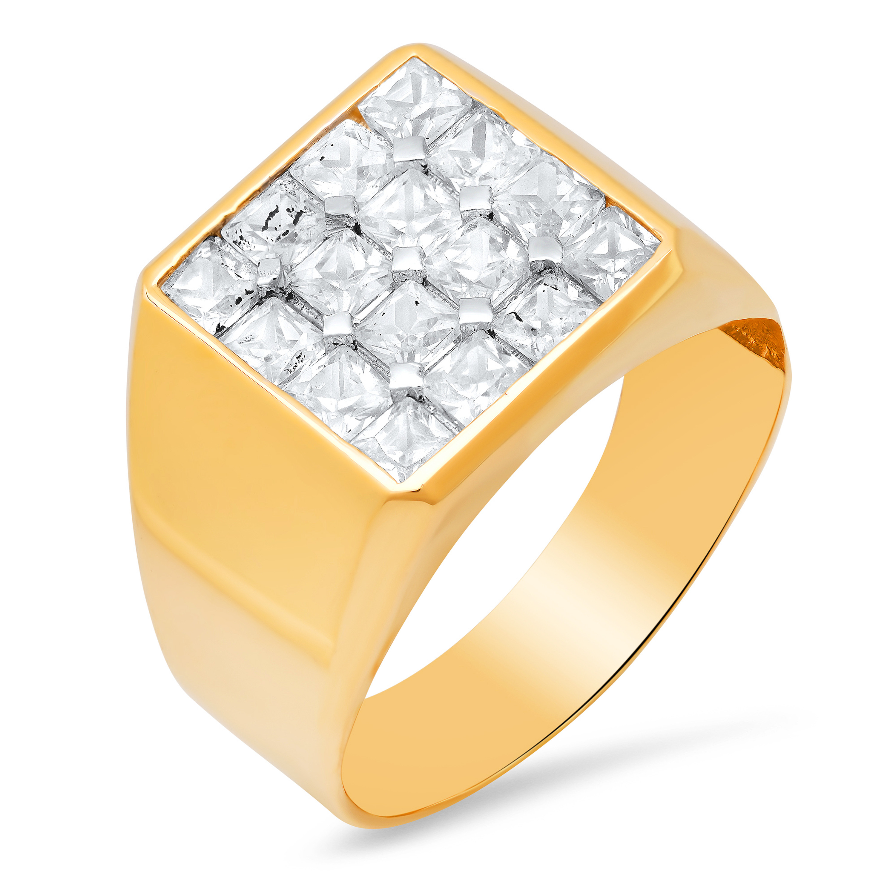 14K Yellow Gold Men'S Ring 16.1mm Wide And 1Ct. Cubic Zirconia 14K Yellow Gold Men'S Ring 16.1mm Wide And 1Ct. Cubic Zirconia