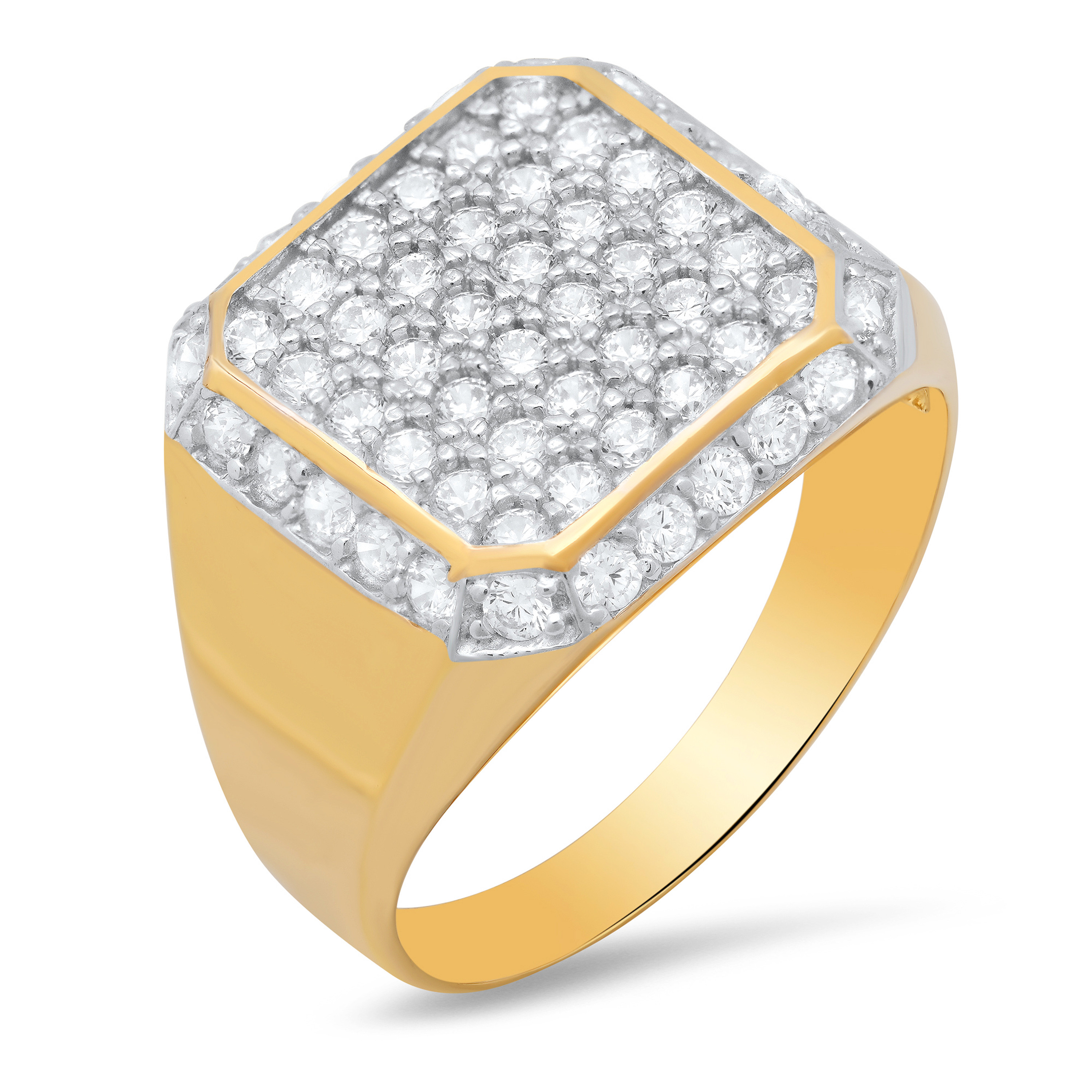 14K Yellow Gold Men'S Ring 17mm Wide And 1.1Ct. Cubic Zirconia 14K Yellow Gold Men'S Ring 17mm Wide And 1.1Ct. Cubic Zirconia