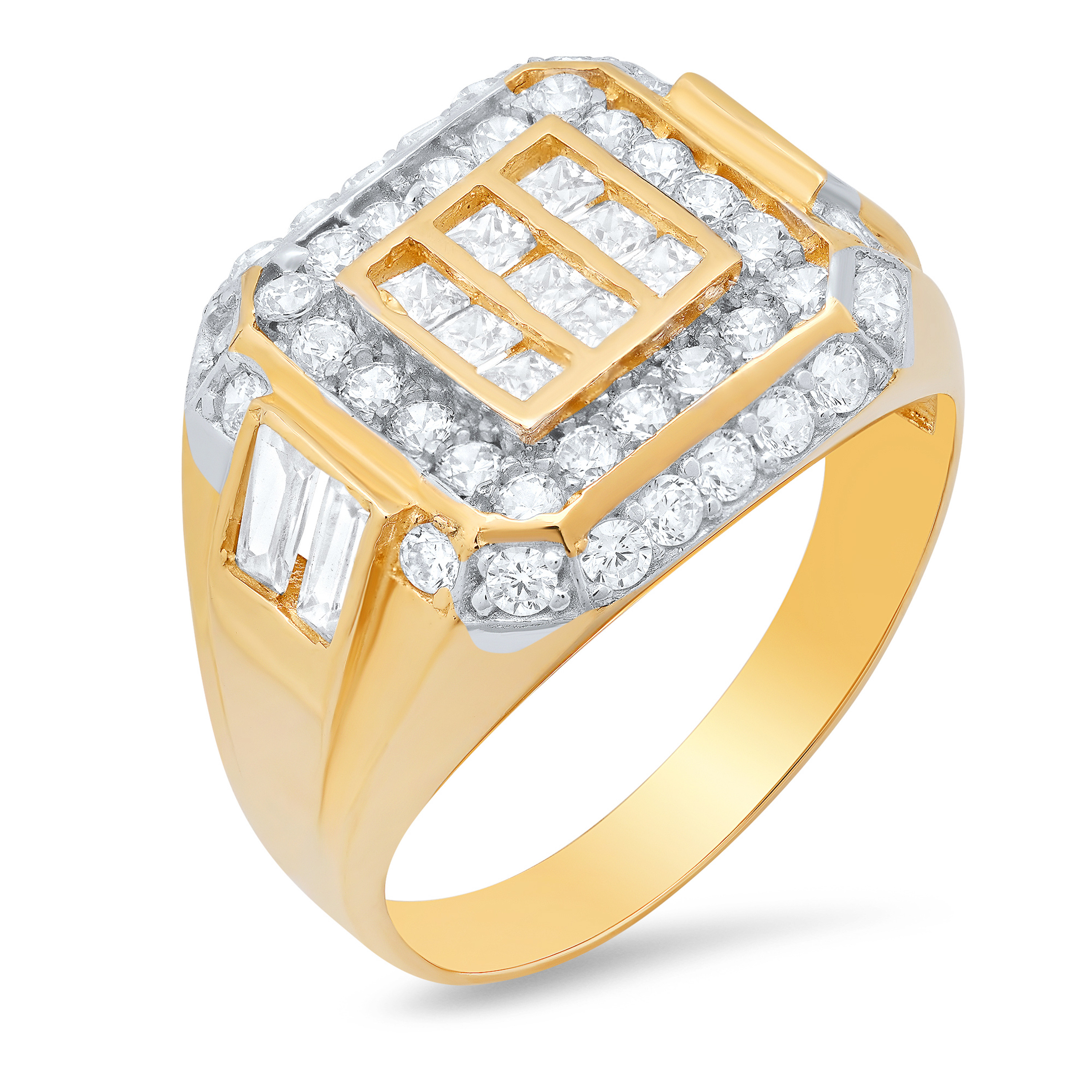 14K Yellow Gold Men'S Ring 17.1mm Wide And 0.9Ct. Cubic Zirconia 14K Yellow Gold Men'S Ring 17.1mm Wide And 0.9Ct. Cubic Zirconia