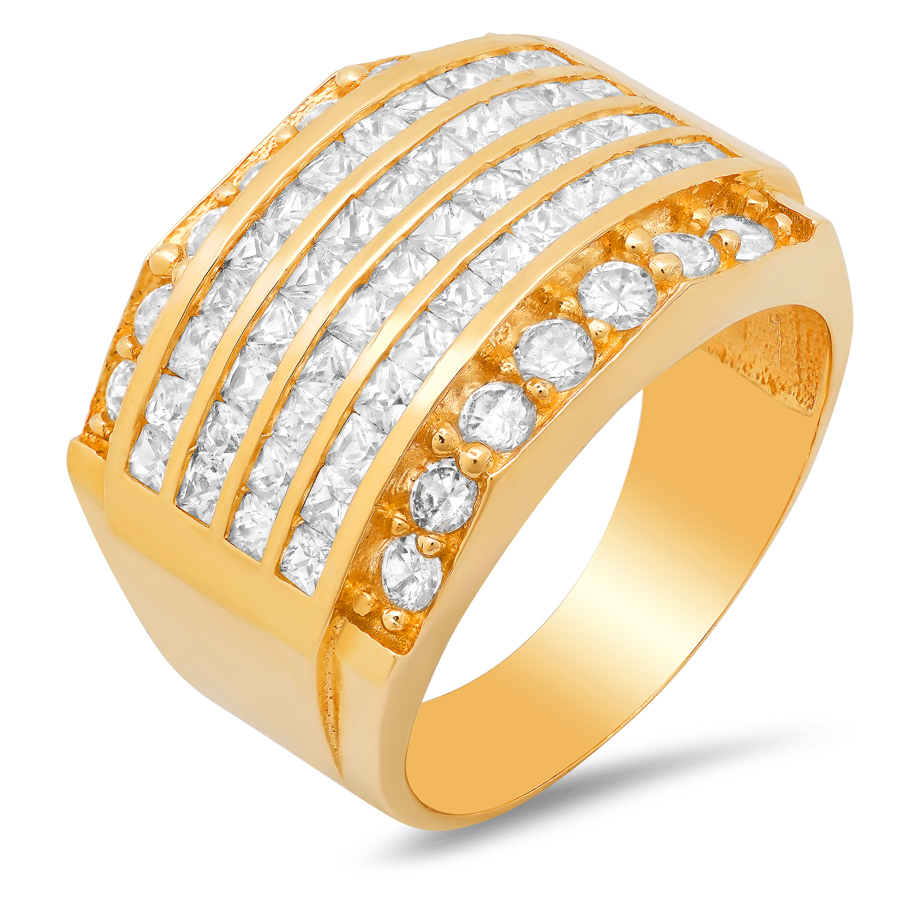14K Yellow Gold Men'S Ring 17mm Wide And 2.5Ct. Cubic Zirconia 14K Yellow Gold Men'S Ring 17mm Wide And 2.5Ct. Cubic Zirconia