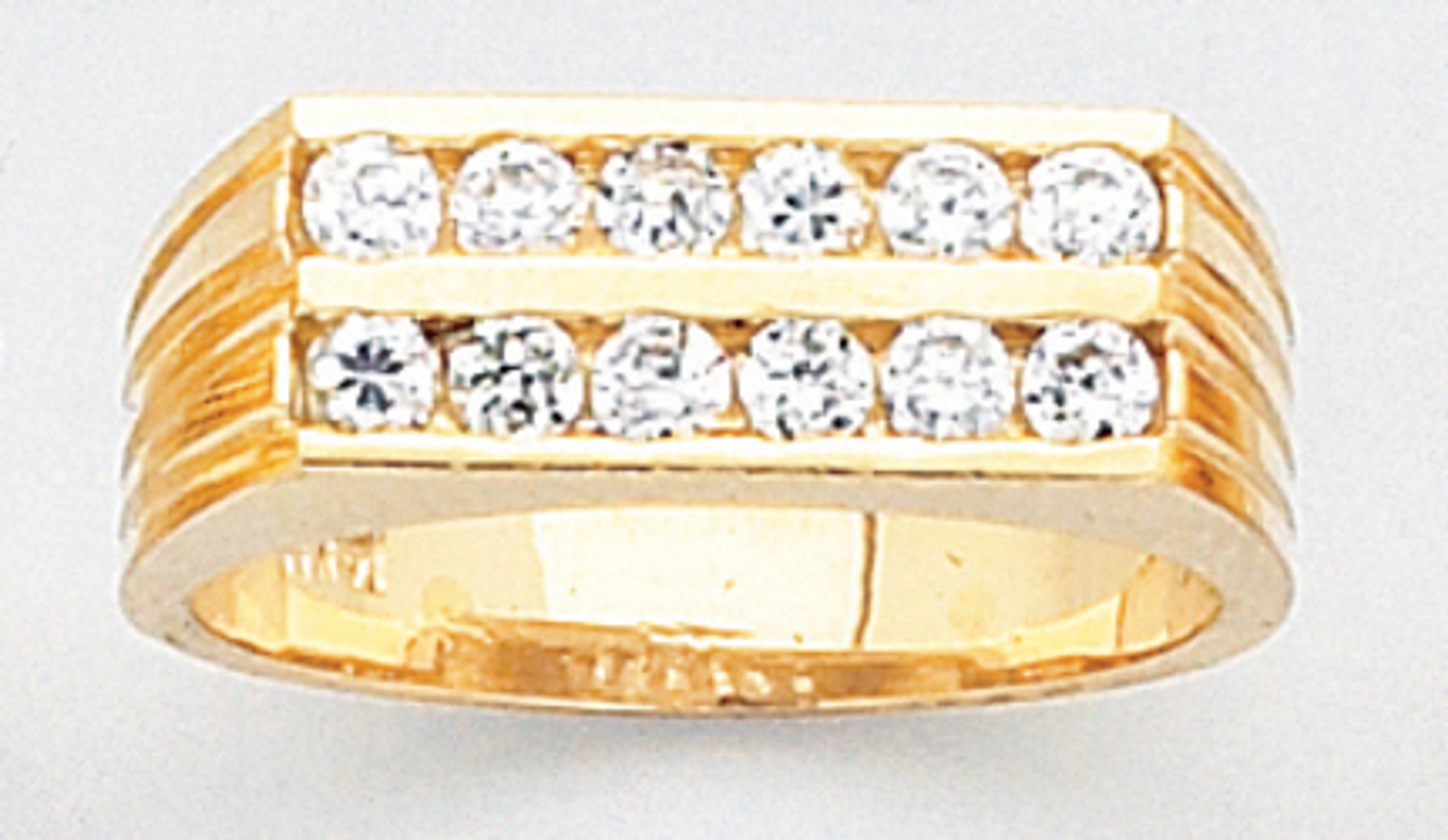 14K Yellow Gold Men'S Ring 8.5mm Wide And 0.6Ct. Cubic Zirconia 14K Yellow Gold Men'S Ring 8.5mm Wide And 0.6Ct. Cubic Zirconia