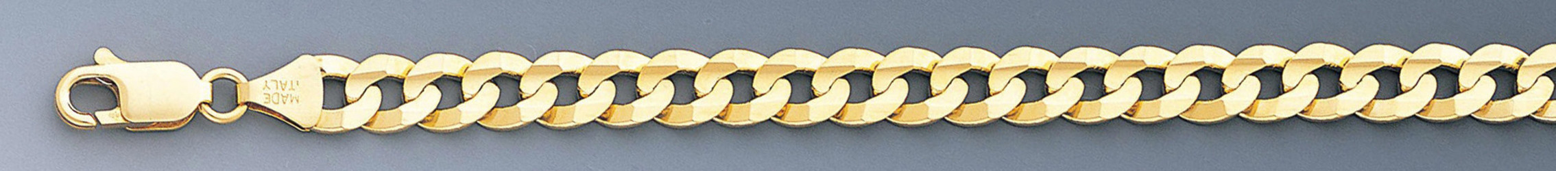 18k Gold 8mm Flat Curb Bracelet 9 In"