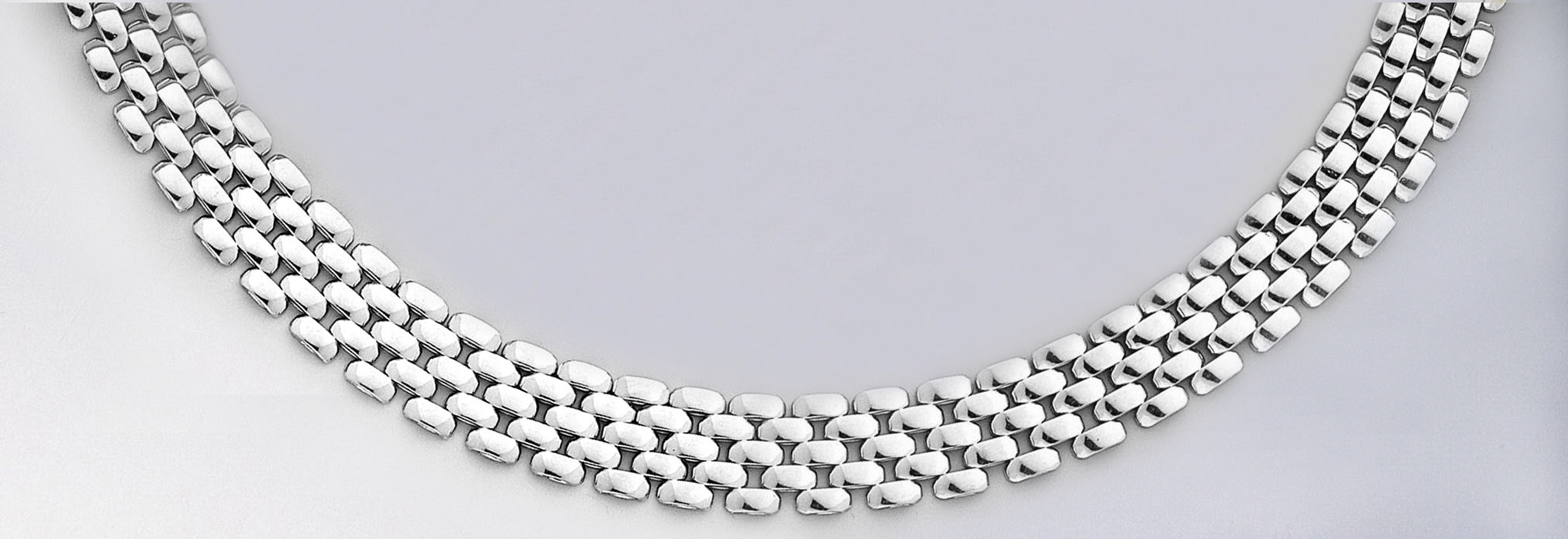 14k White Gold 5 Row 13mm Panther Necklace 18 In 14k White Gold 5 Row 13mm Panther Necklace 18 In