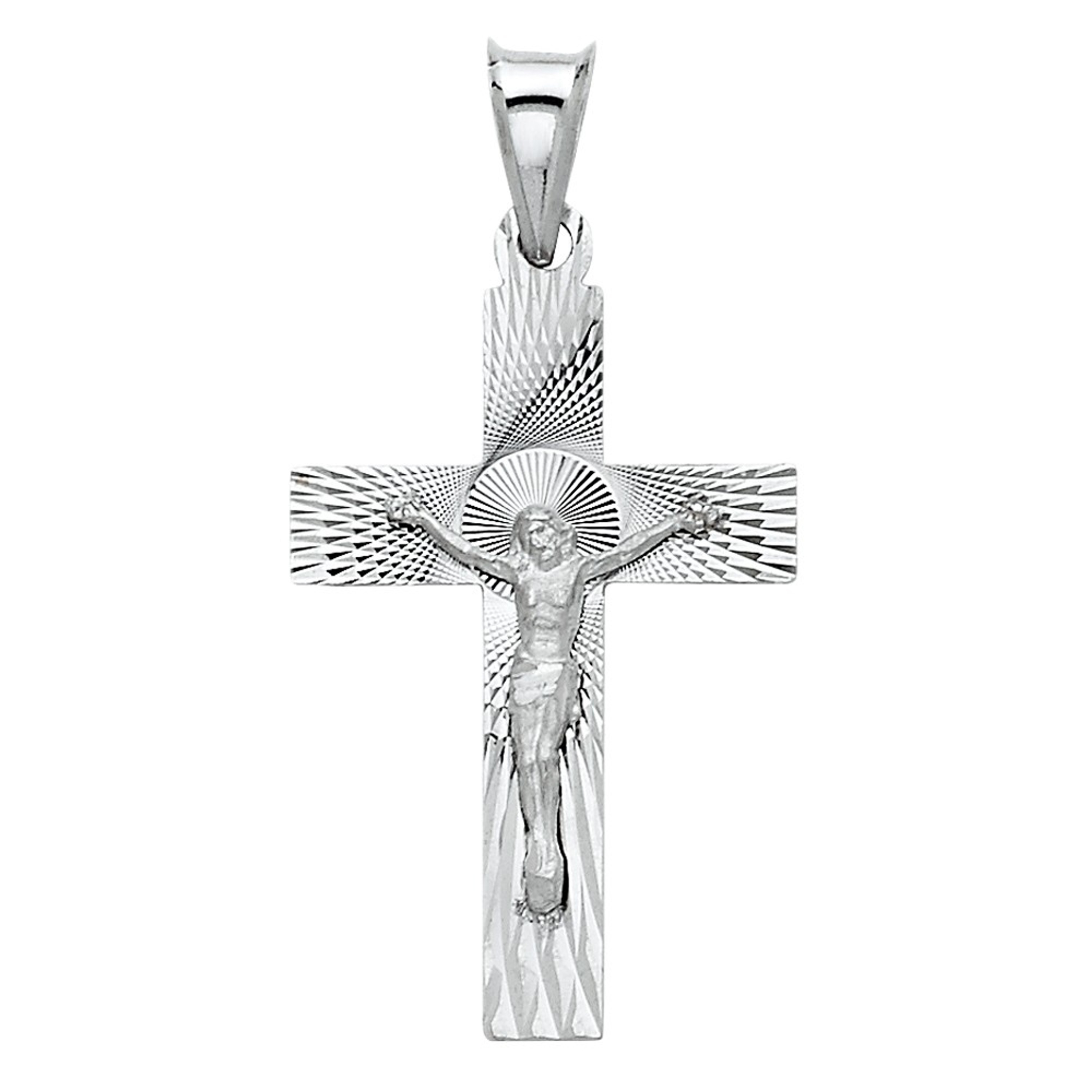 14k White Gold 32.7mm Diamond Cut Cross 14k White Gold 32.7mm Diamond Cut Cross