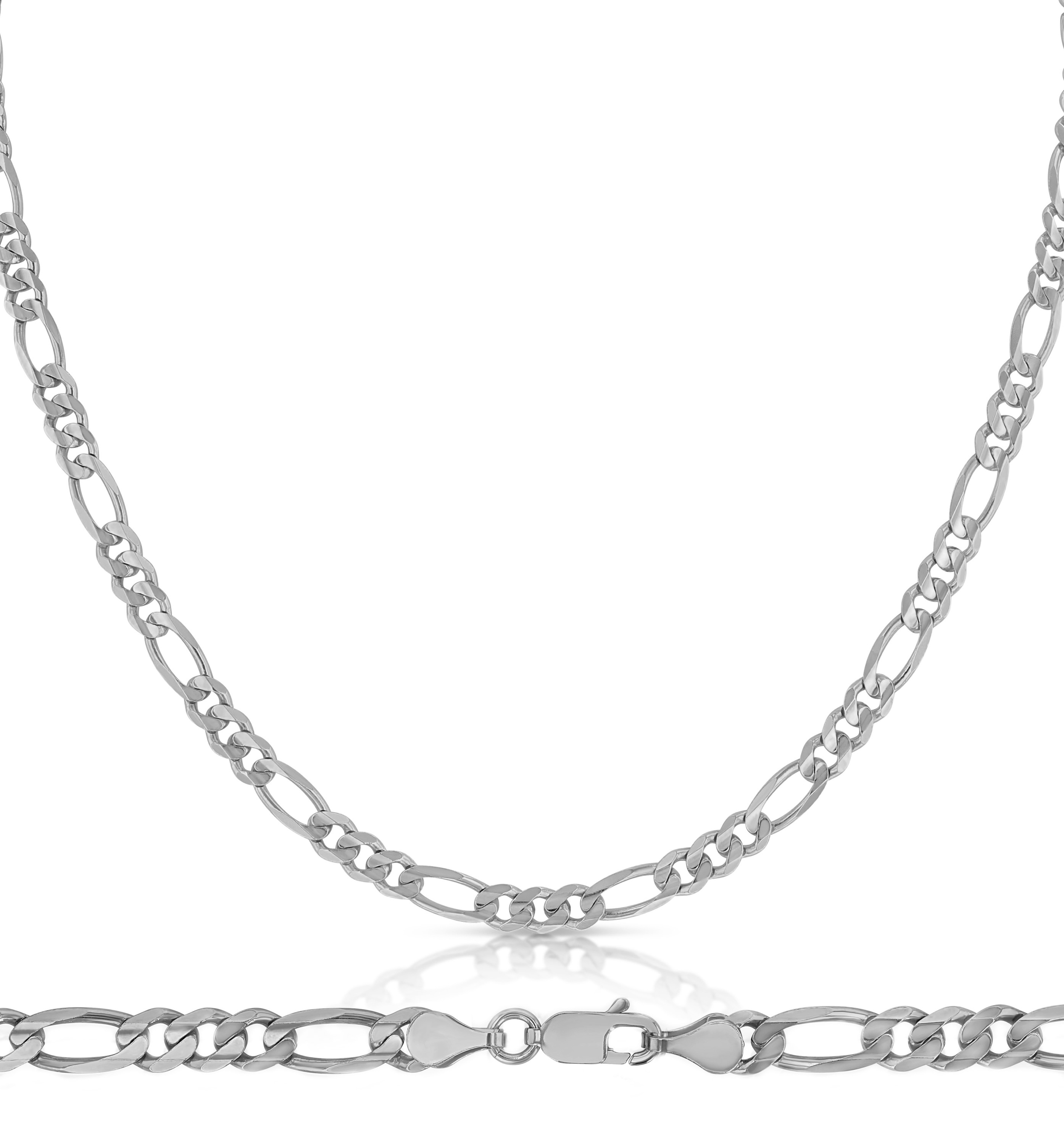 18k White Gold (Nickel Free) 6.0mm Figaro Bracelet 7 Inches 18k White Gold (Nickel Free) 6.0mm Figaro Bracelet 7 Inches