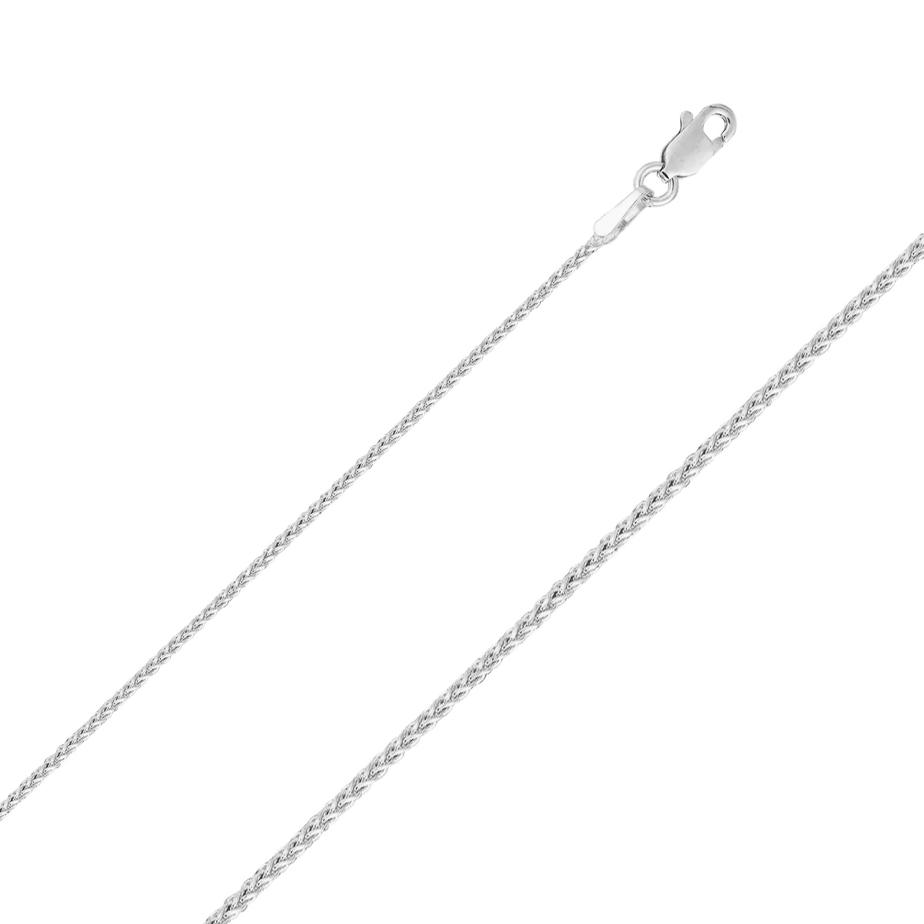 18k White Gold (Nickel Free) 1.7mm Spiga (wheat) Chain 22 Inches 18k White Gold (Nickel Free) 1.7mm Spiga (wheat) Chain 22 Inches