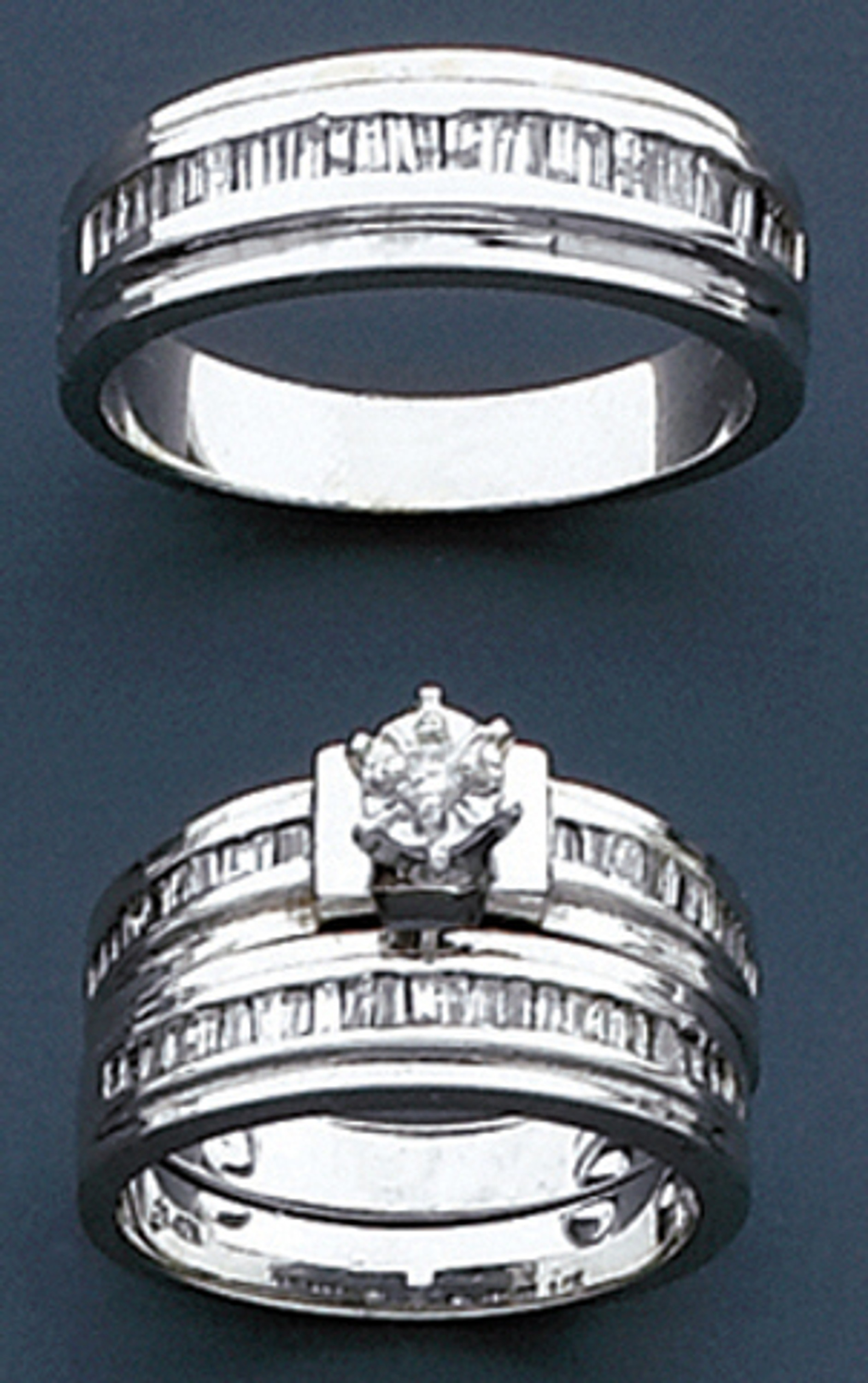14k White Gold 0.85ct. Matching Trio Wedding Bands 14k White Gold 0.85ct. Matching Trio Wedding Bands