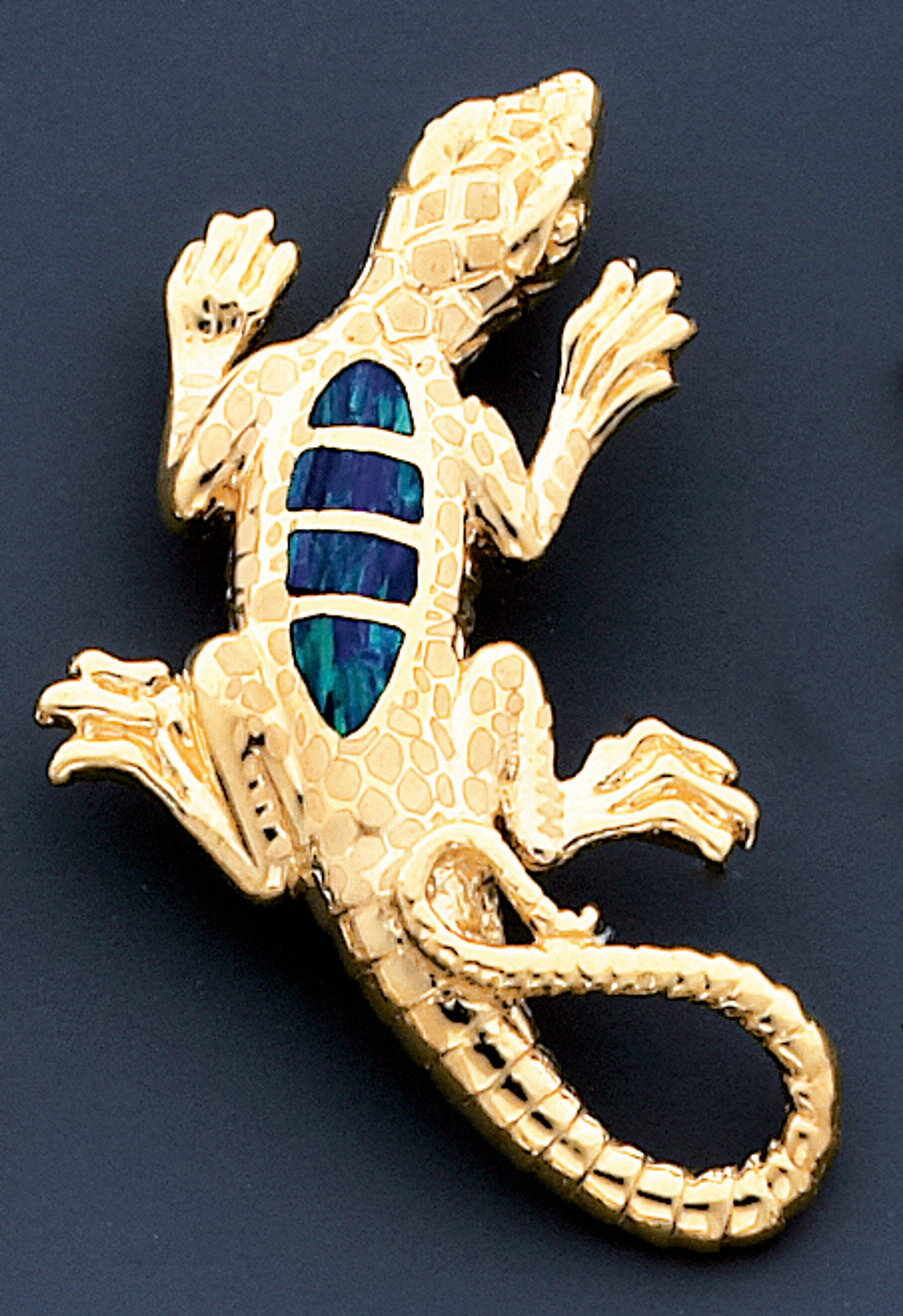 14k Gold Lizard Pendant With Inlaid Opal 14k Gold Lizard Pendant With Inlaid Opal