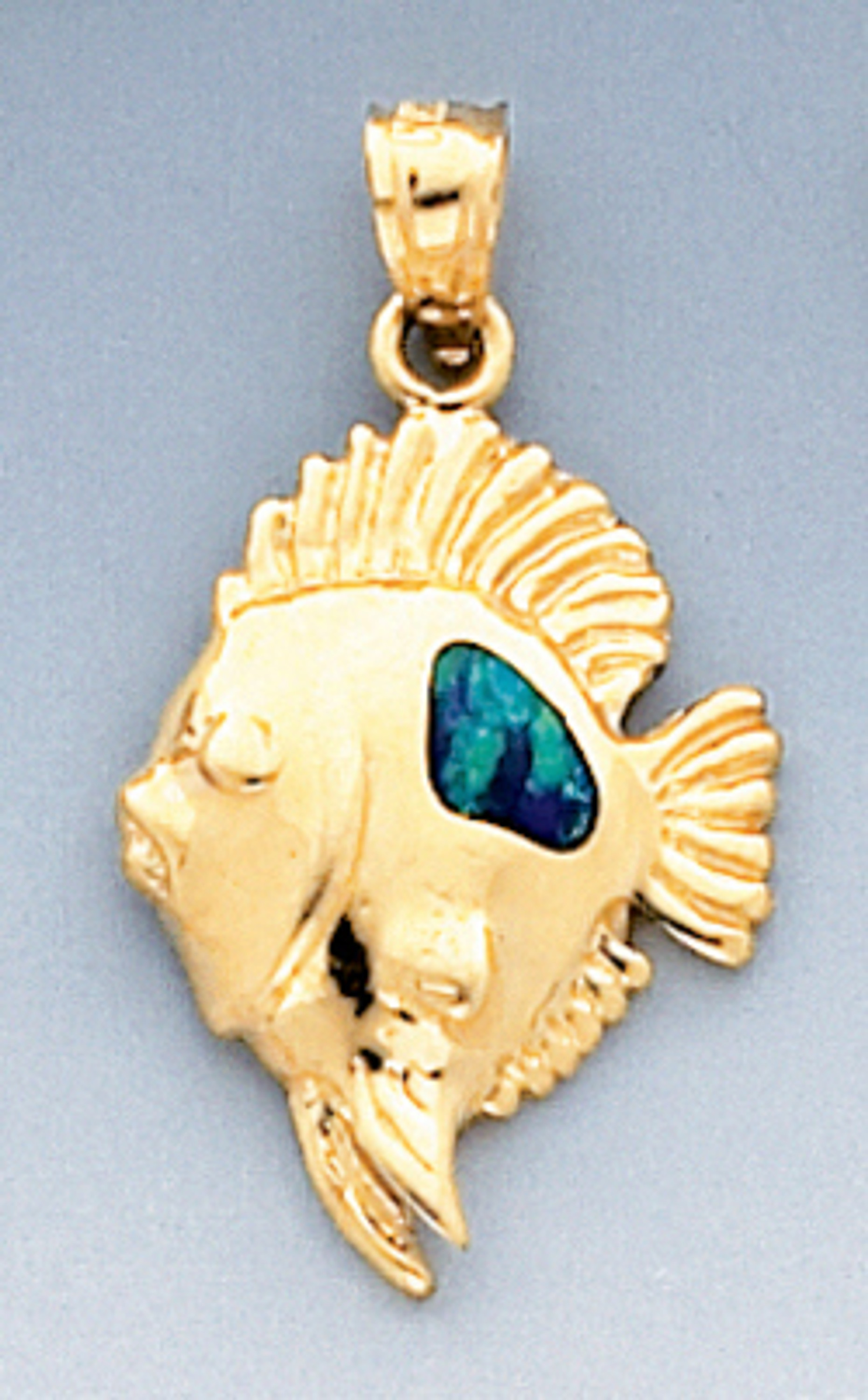 14k Gold Sunfish Pendant With Inlaid Opal 14k Gold Sunfish Pendant With Inlaid Opal