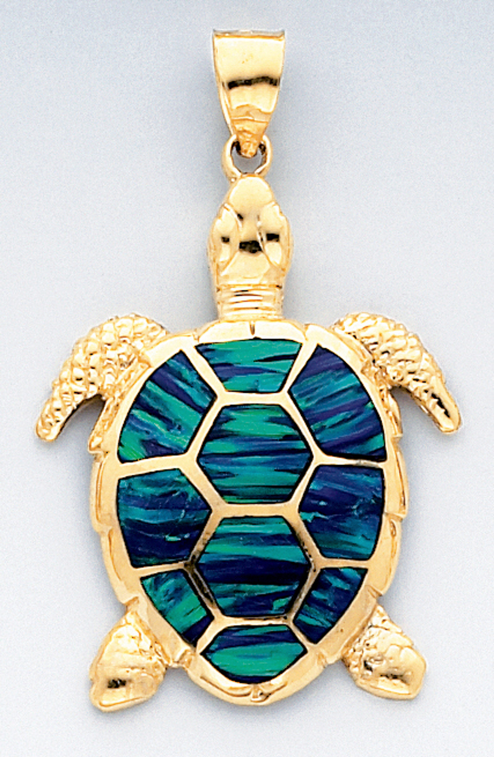 14k Gold 50mm Turtle Pendant With Inlaid Opal 14k Gold 50mm Turtle Pendant With Inlaid Opal