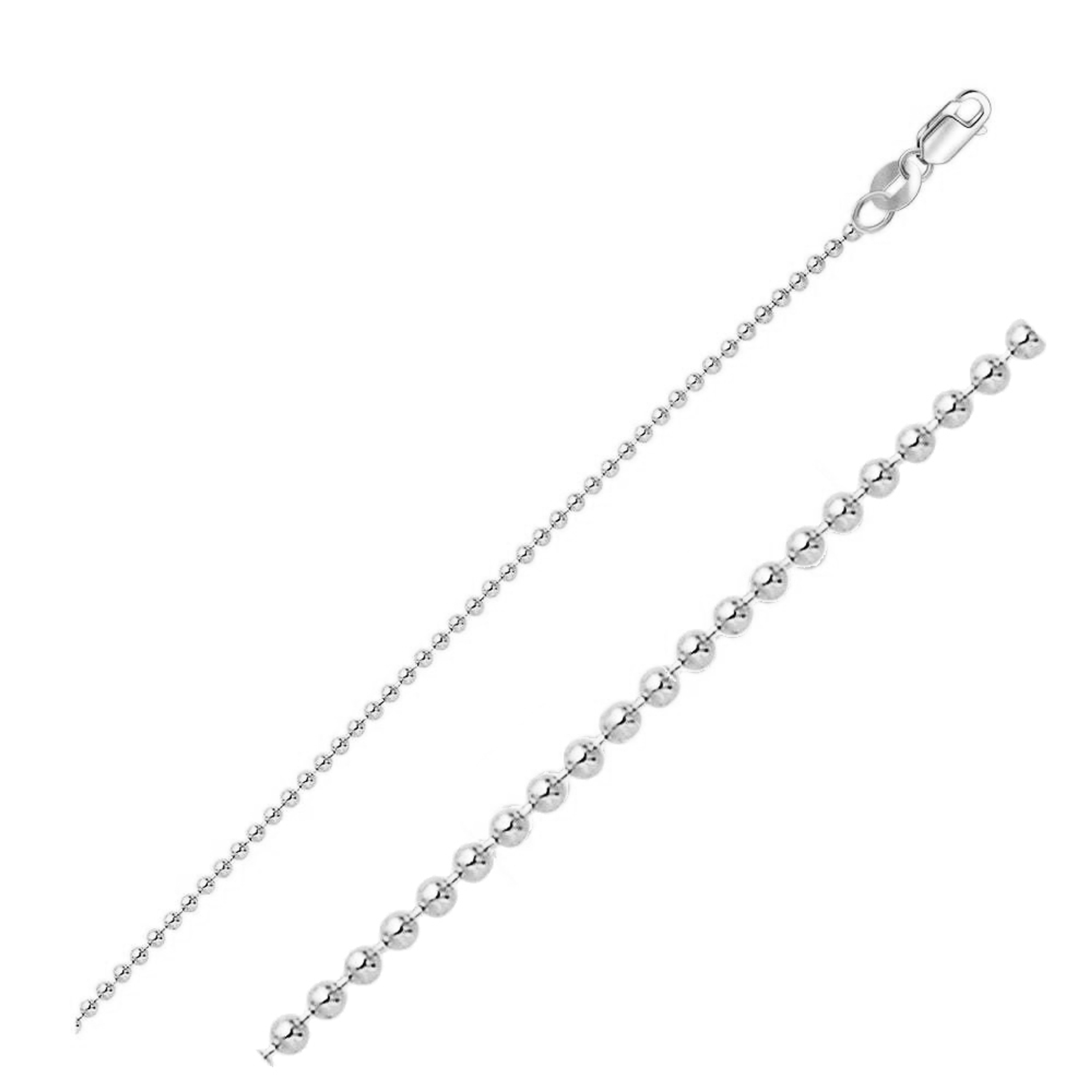 14k White Gold "Nickel Free" Ball Chain 1.5mm Wide 16" 14k White Gold "Nickel Free" Ball Chain 1.5mm Wide 16"