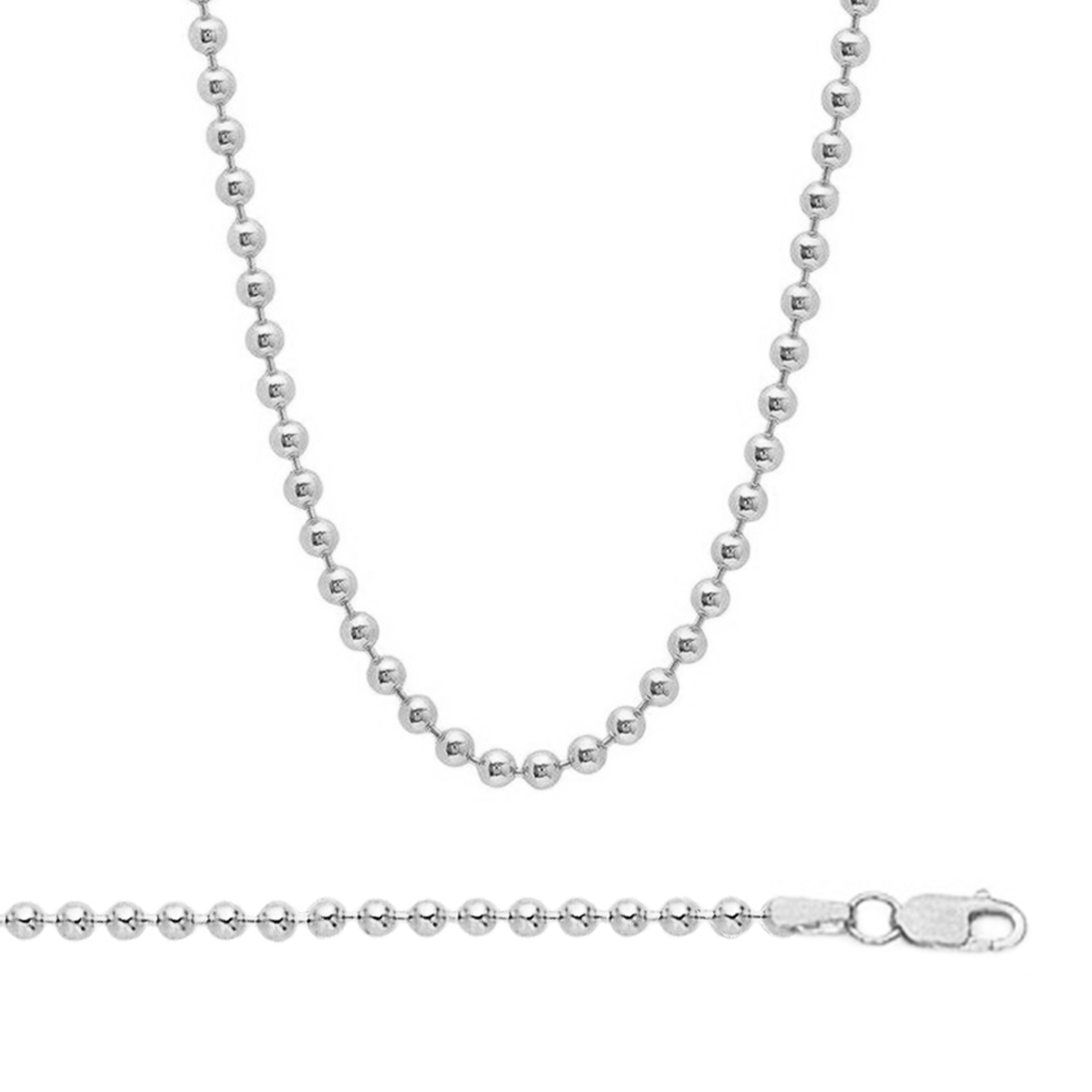 14k White Gold "Nickel Free" Ball Chain 4.0mm Wide 20" 14k White Gold "Nickel Free" Ball Chain 4.0mm Wide 20"