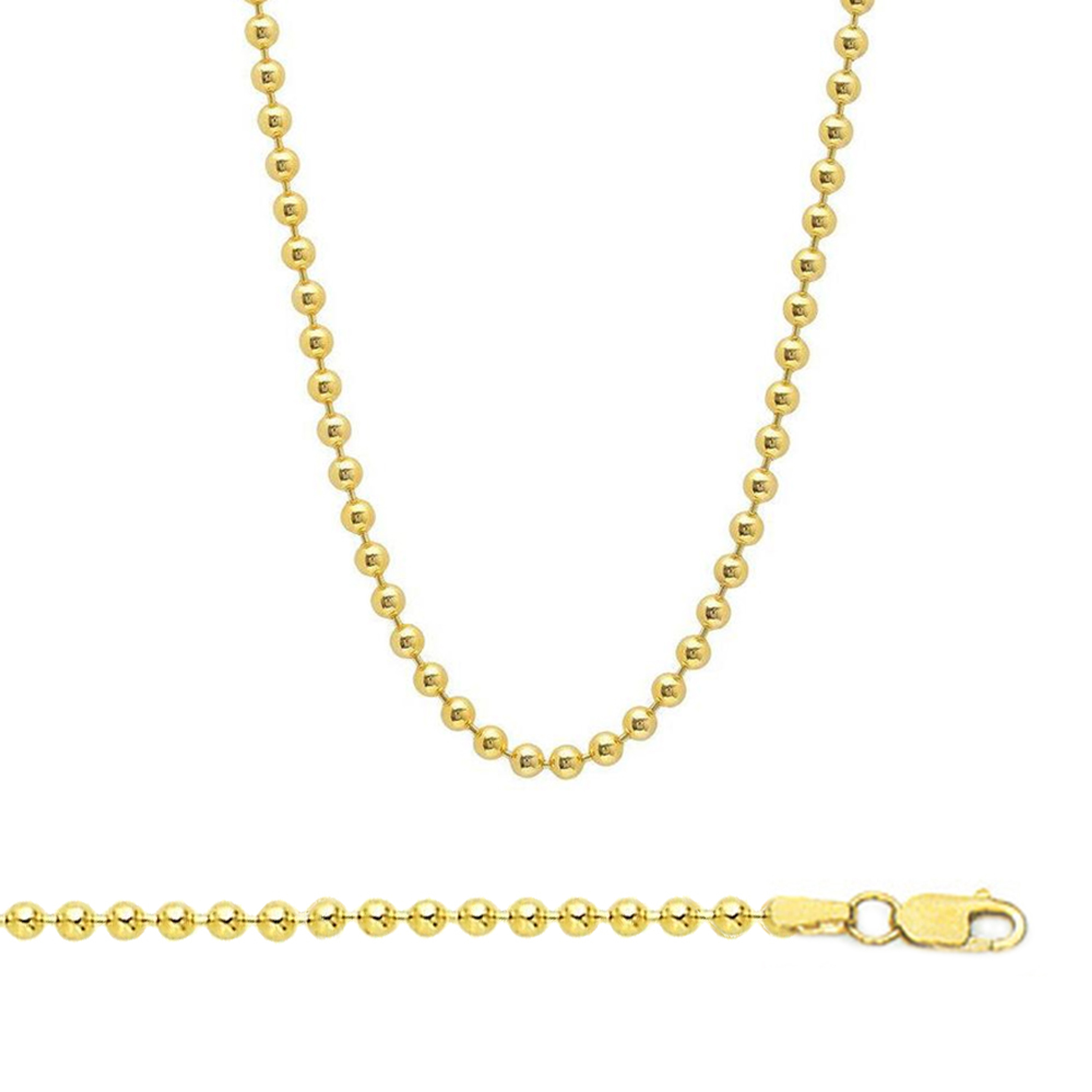 14k Gold Bead Link Chain, 3mm Wide 20 Inches 14k Gold Bead Link Chain, 3mm Wide 20 Inches
