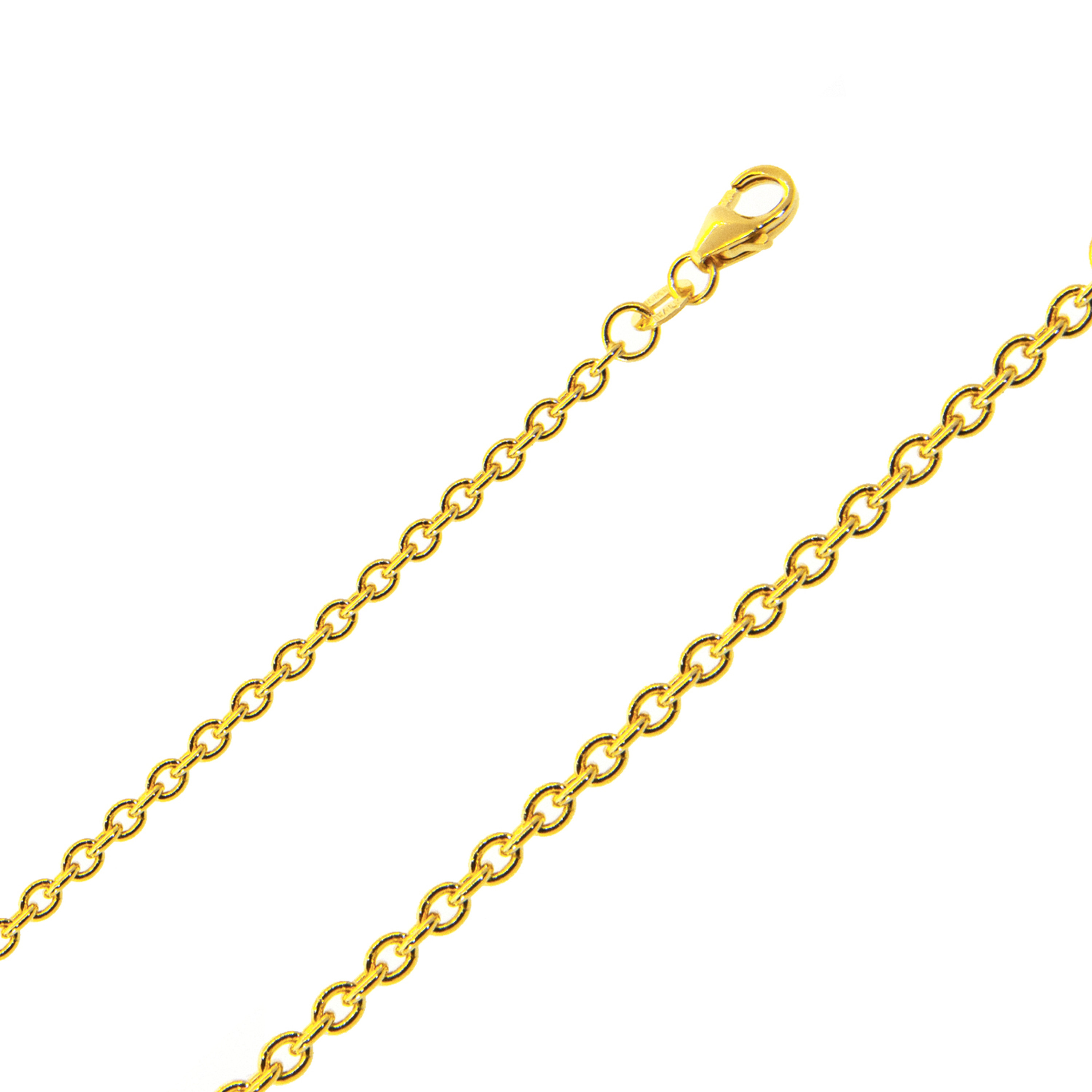 14k Gold Rolo (cable) Link Chain, 2.3mm Wide 24 Inches