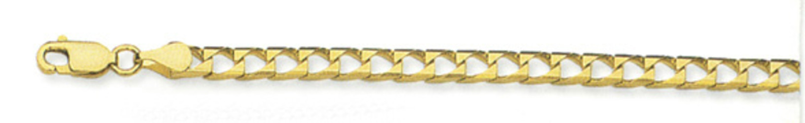 14k Yellow Gold Square Cuban Link Chain, 3.5mm Wide 20 Inches