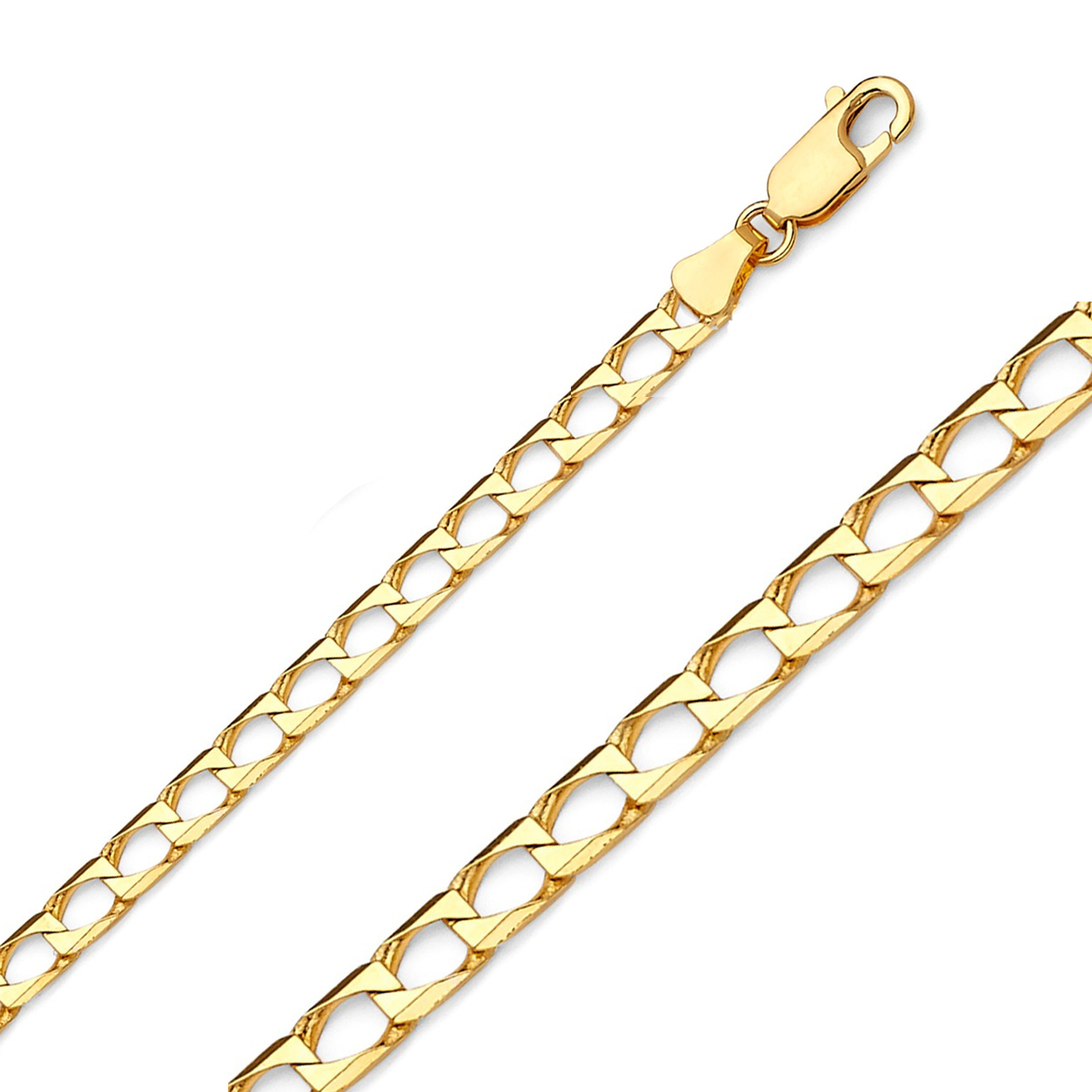 14k Yellow Gold Square Cuban Link Chain, 4.5mm Wide 30 Inches 14k Yellow Gold Square Cuban Link Chain, 4.5mm Wide 30 Inches