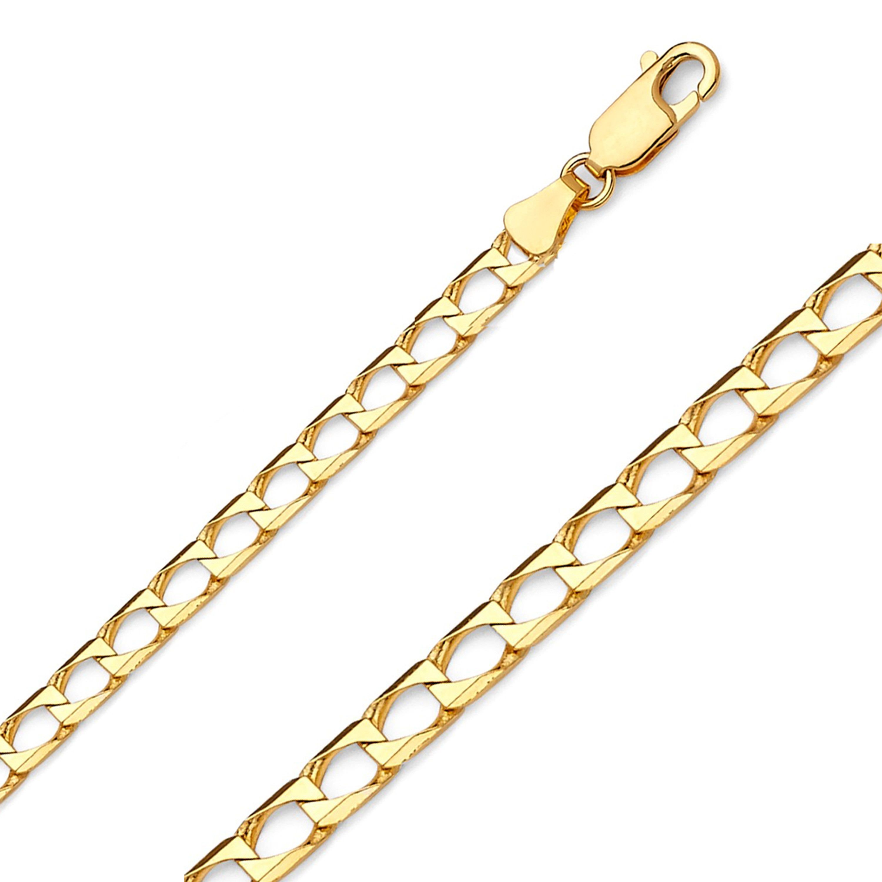 14k Yellow Gold Square Cuban Link Chain, 6.5mm Wide 20 Inches 14k Yellow Gold Square Cuban Link Chain, 6.5mm Wide 20 Inches