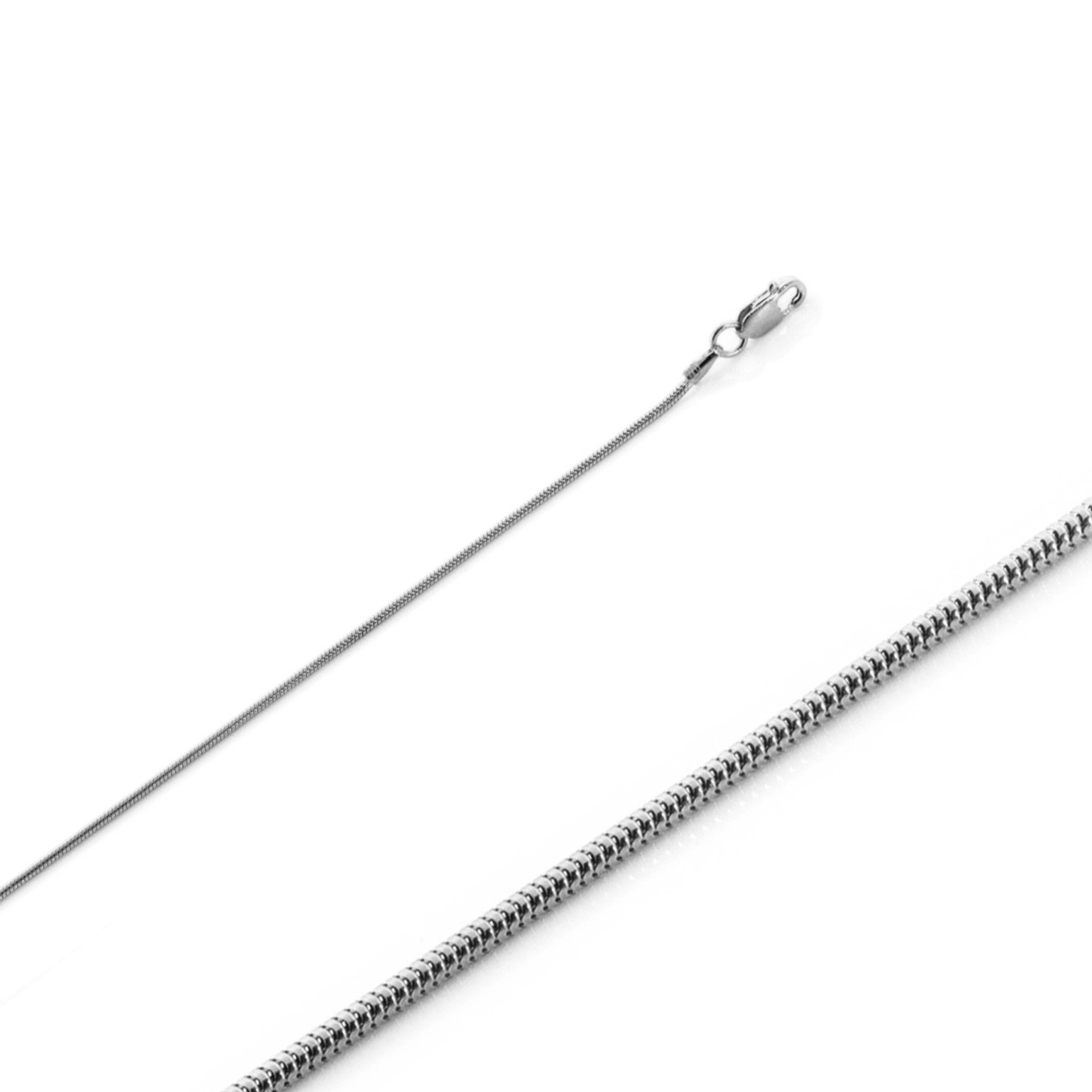 18k White Gold (Nickel Free) 1mm Round Snake Chain 24 Inches 18k White Gold (Nickel Free) 1mm Round Snake Chain 24 Inches