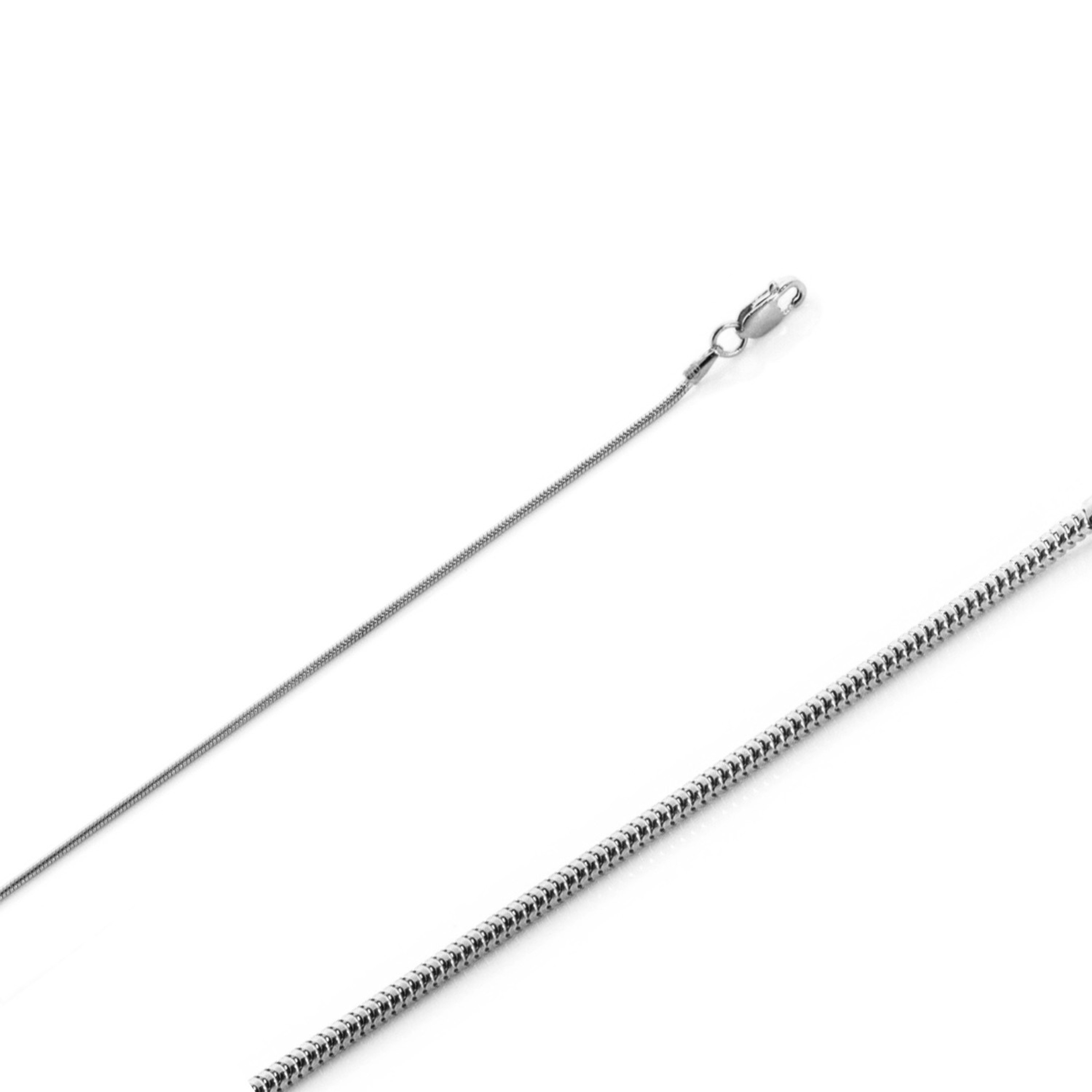 18k White Gold (Nickel Free) 1.2mm Round Snake Chain 30 Inches 18k White Gold (Nickel Free) 1.2mm Round Snake Chain 30 Inches