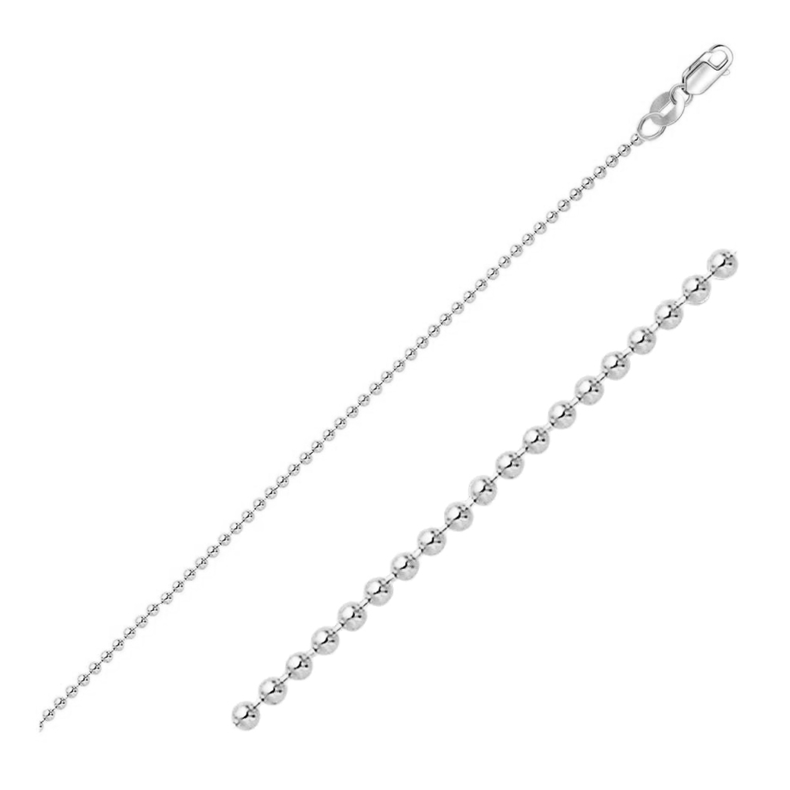14k White Gold "Nickel Free" Ball Chain 1.2mm Wide 22" 14k White Gold "Nickel Free" Ball Chain 1.2mm Wide 22"
