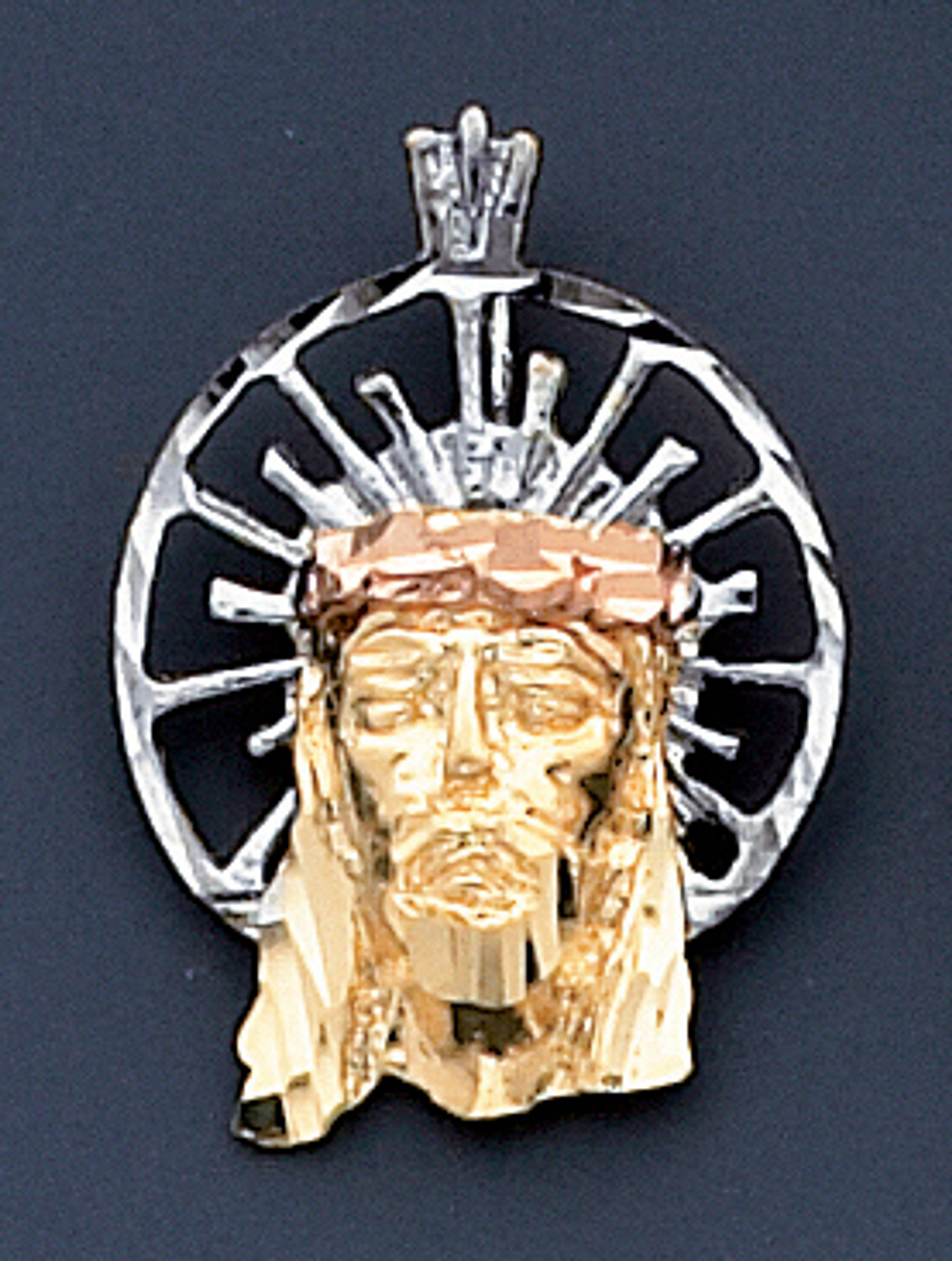 Tri Color Diamond Cut 25mm Jesus Charm Tri Color Diamond Cut 25mm Jesus Charm
