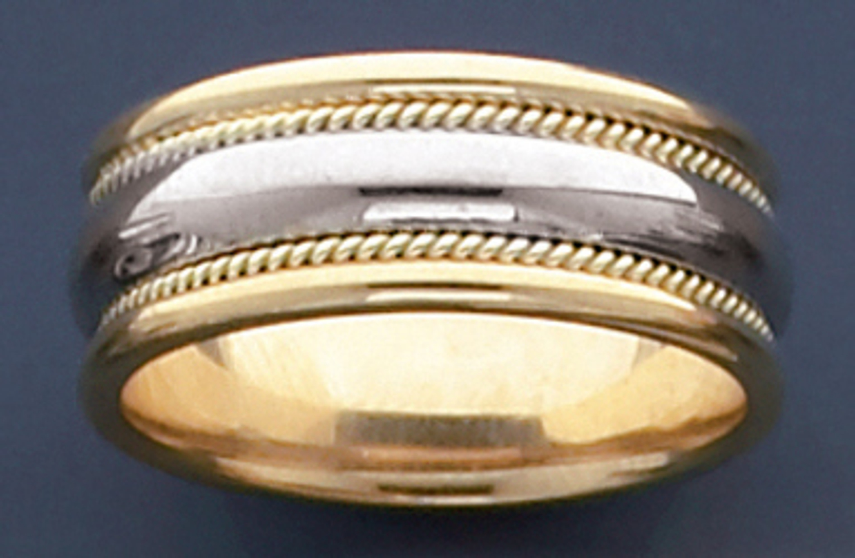 18k White Gold on Yellow Gold 7mm Hand Made Designer Wedding Ring 18k White Gold on Yellow Gold 7mm Hand Made Designer Wedding Ring
