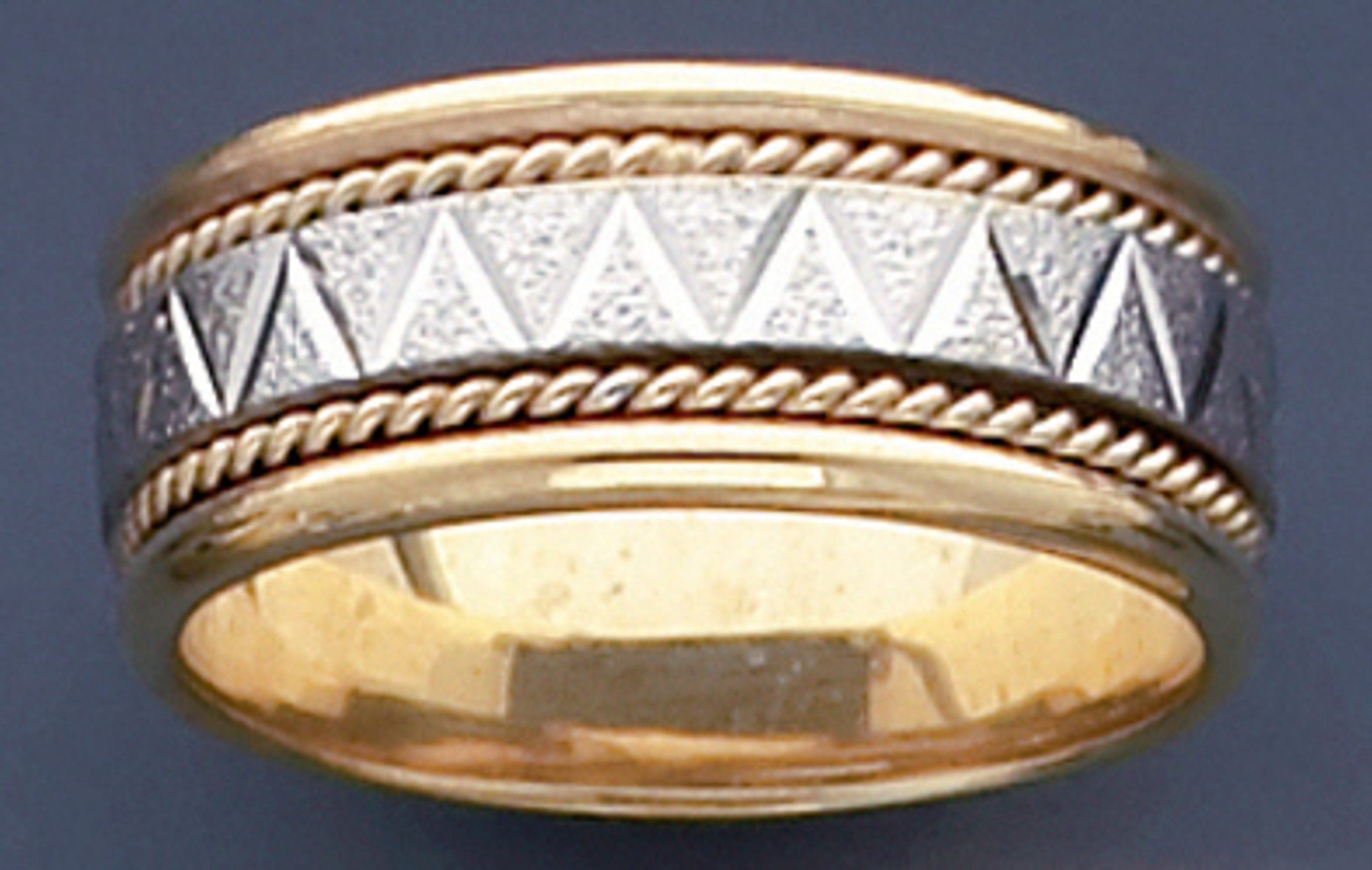 18k Yellow Gold on White Gold 7mm Hand Made Designer Wedding Ring 18k Yellow Gold on White Gold 7mm Hand Made Designer Wedding Ring