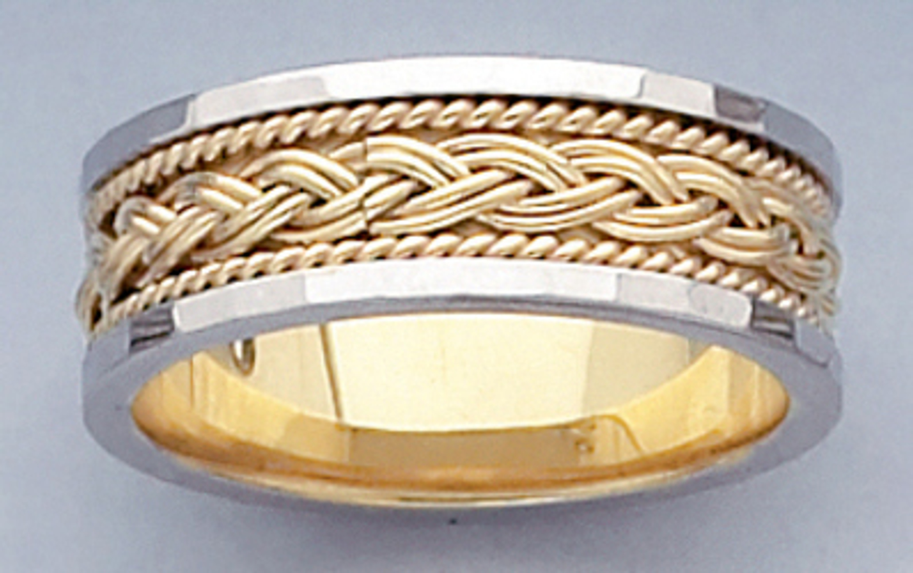 18k Two-tone Gold 7mm Hand Made Celtic braid Design Wedding Ring 18k Two-tone Gold 7mm Hand Made Celtic braid Design Wedding Ring