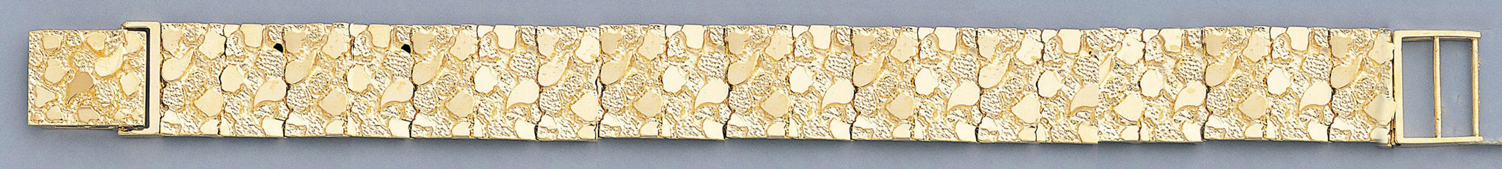 14k Gold 17mm Nugget Bracelet 9 In 14k Gold 17mm Nugget Bracelet 9 In