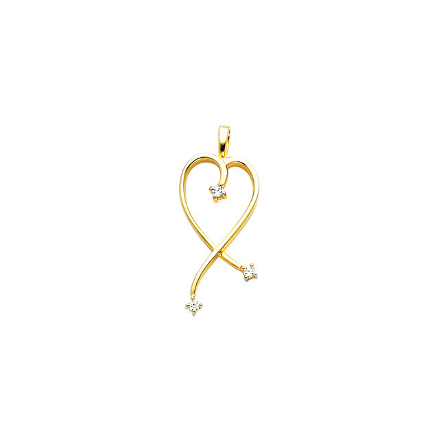 14k Yellow Gold .09 Ct. Genuine Diamond Heart Pendant | SARRAF.COM