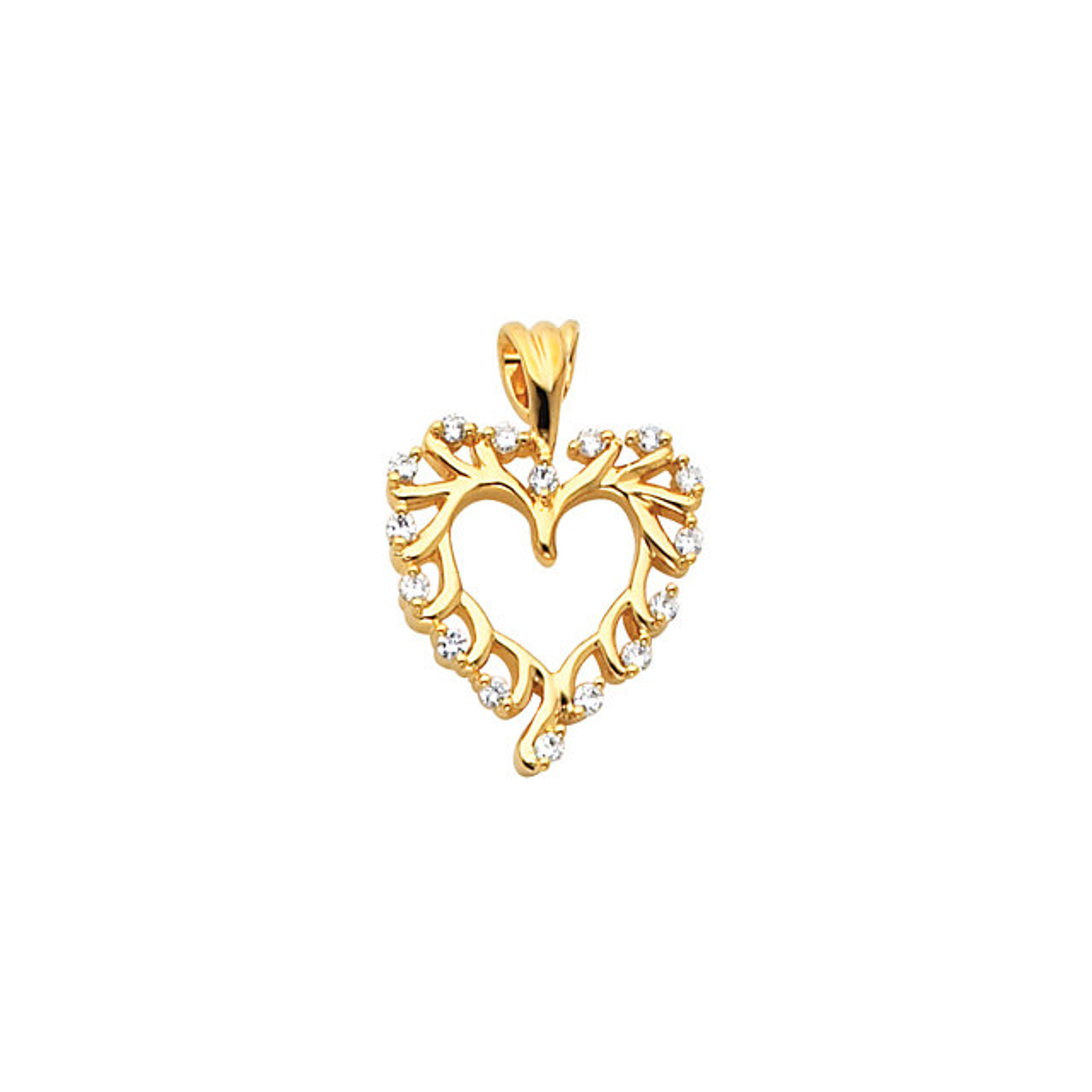 14k Yellow Gold  1/2 Ct. Genuine Diamond Heart Pendant 30mmx22mm 14k Yellow Gold  1/2 Ct. Genuine Diamond Heart Pendant 30mmx22mm