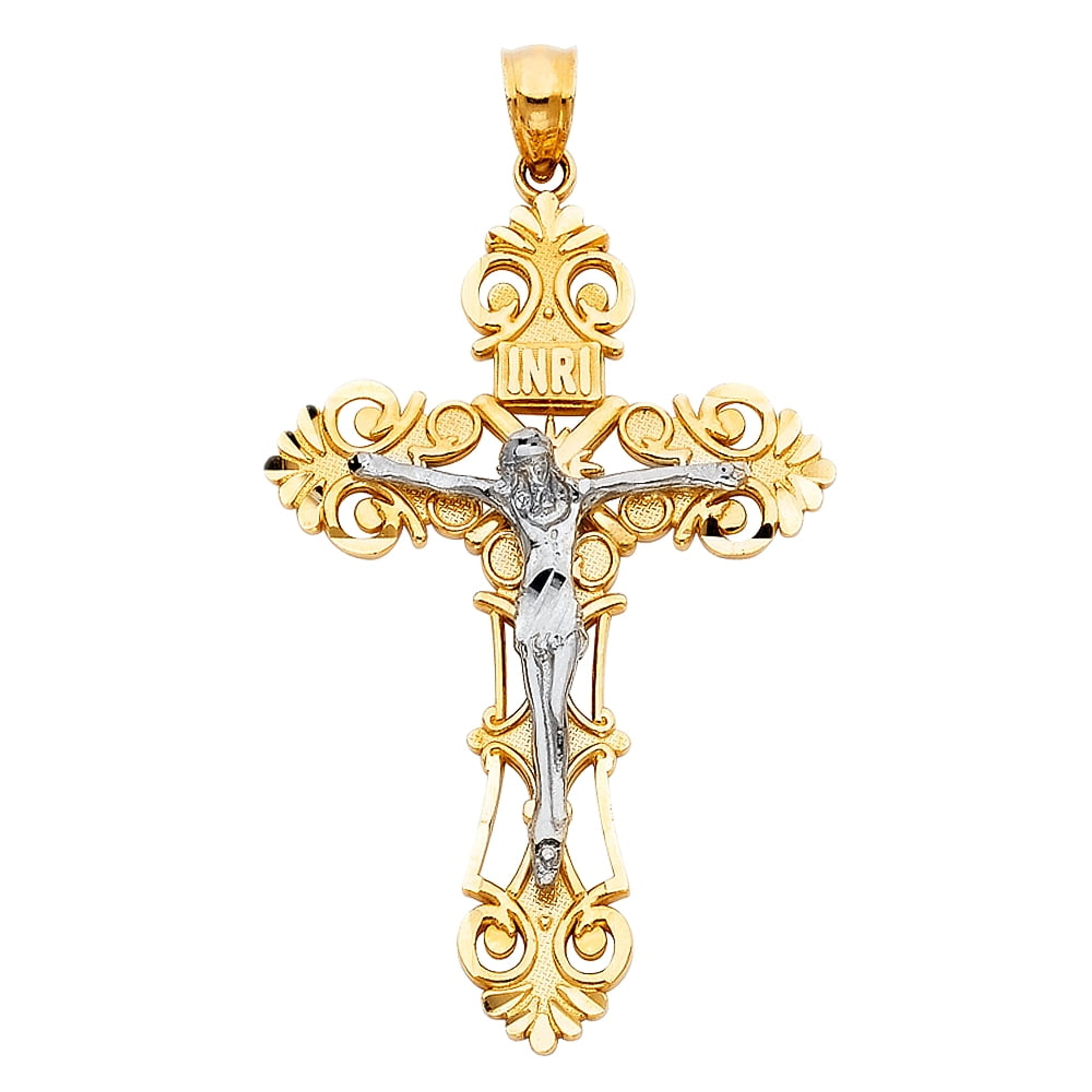 14k Yellow Gold Two Color Crucifixion Pendant 38.77mm Tall. 14k Yellow Gold Two Color Crucifixion Pendant 38.77mm Tall.