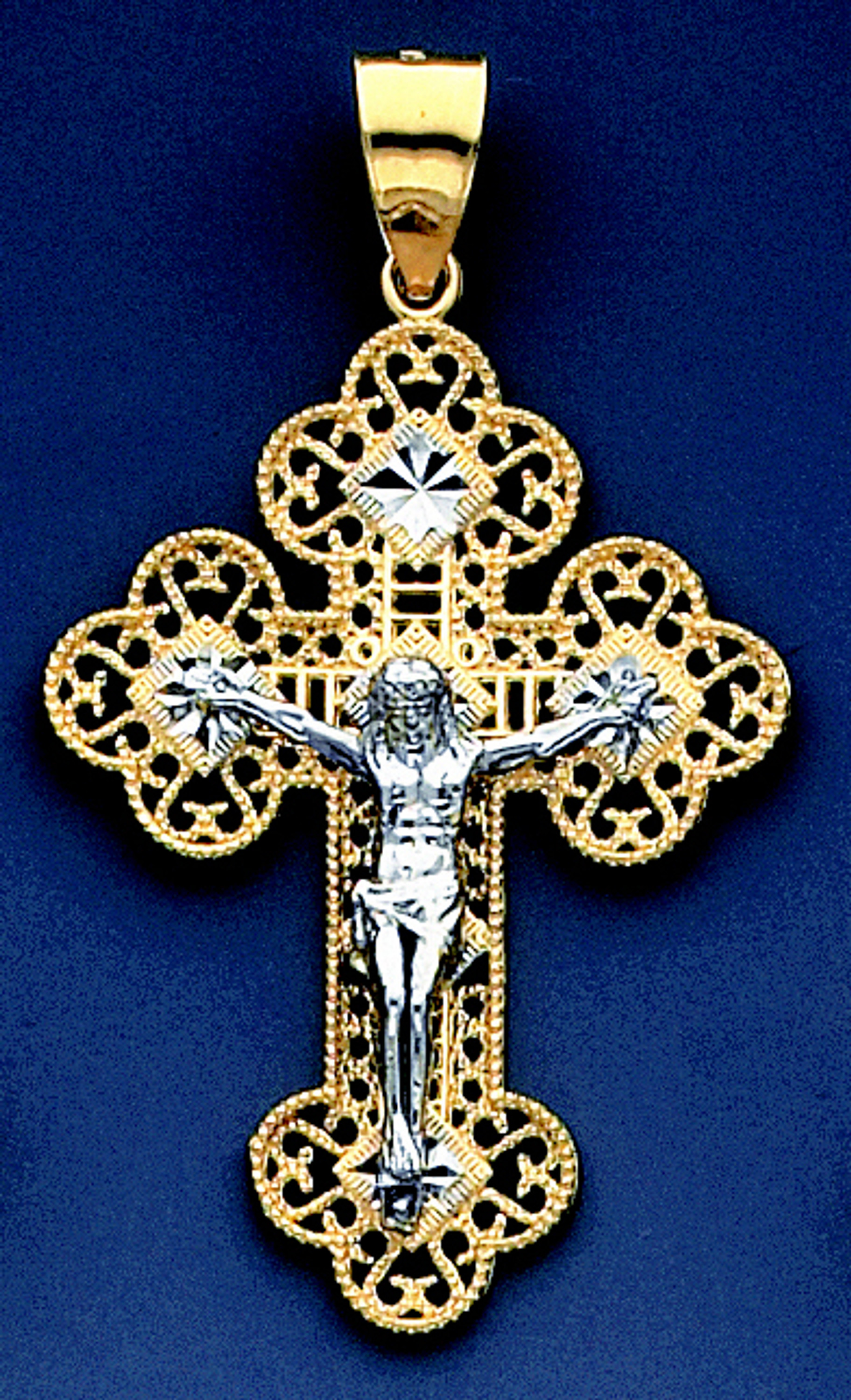 14k Yellow Gold Two Color Crucifixion Pendant 49.14mm Tall. 14k Yellow Gold Two Color Crucifixion Pendant 49.14mm Tall.