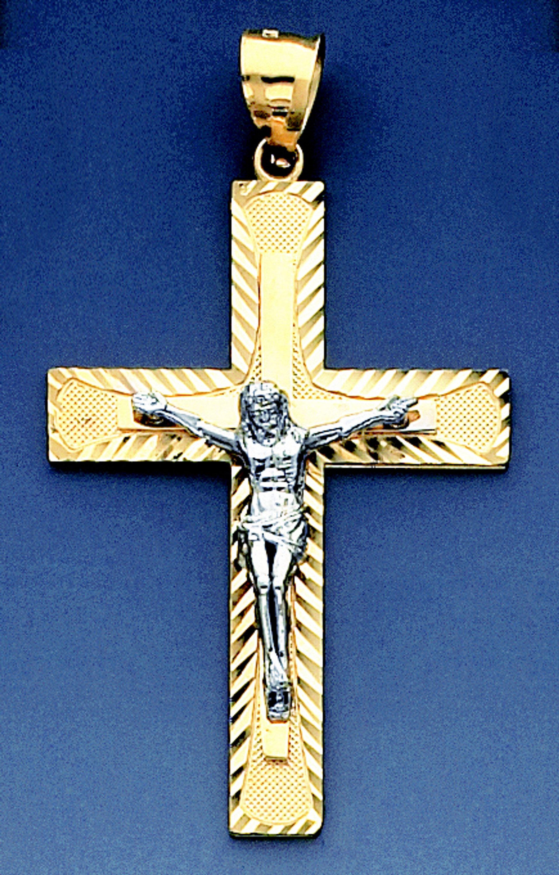 14k Yellow Gold Two Color Crucifixion Pendant 52.53mm Tall. 14k Yellow Gold Two Color Crucifixion Pendant 52.53mm Tall.