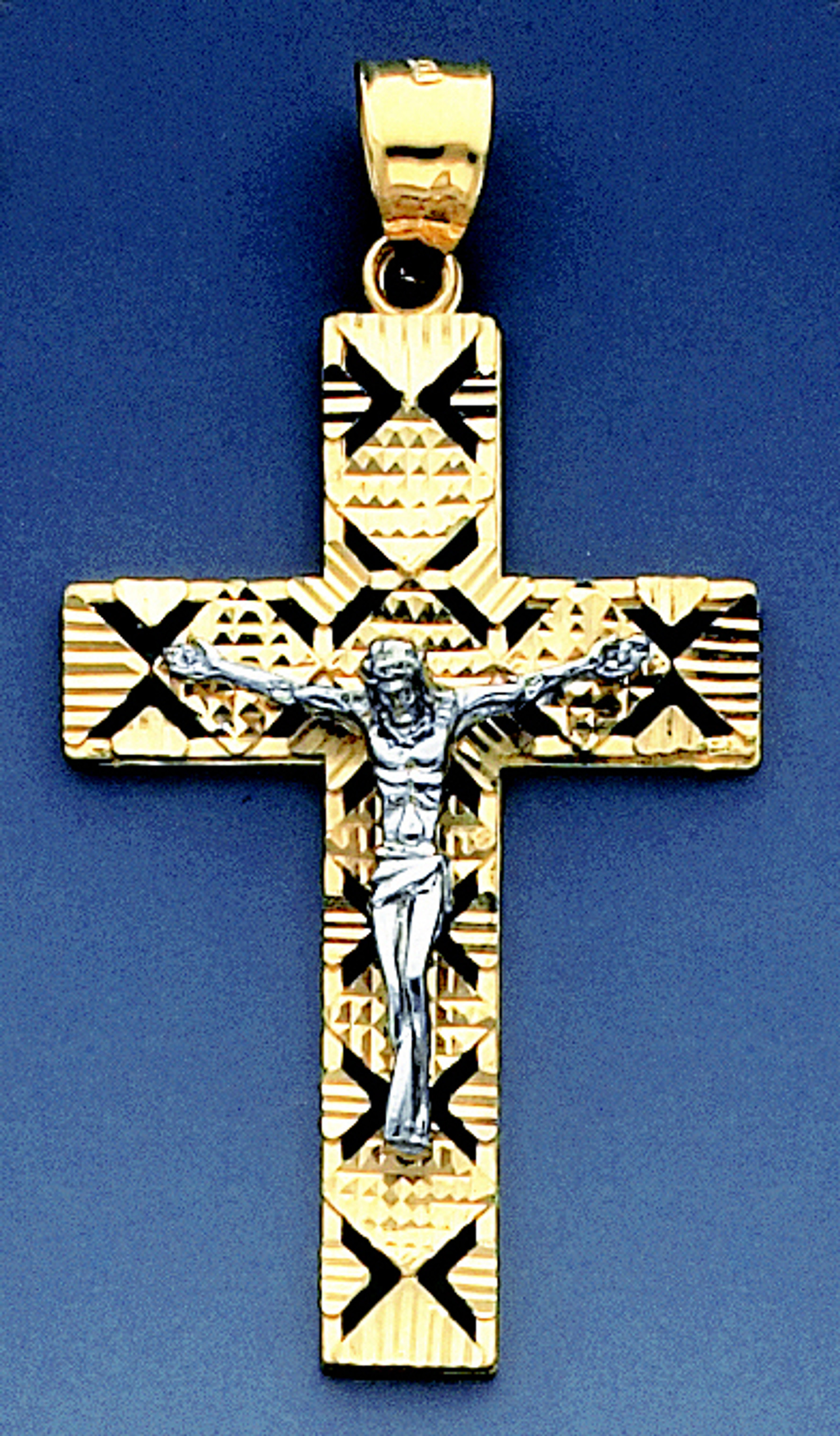 14k Yellow Gold Two Color Crucifixion Pendant 51.12mm Tall. 14k Yellow Gold Two Color Crucifixion Pendant 51.12mm Tall.