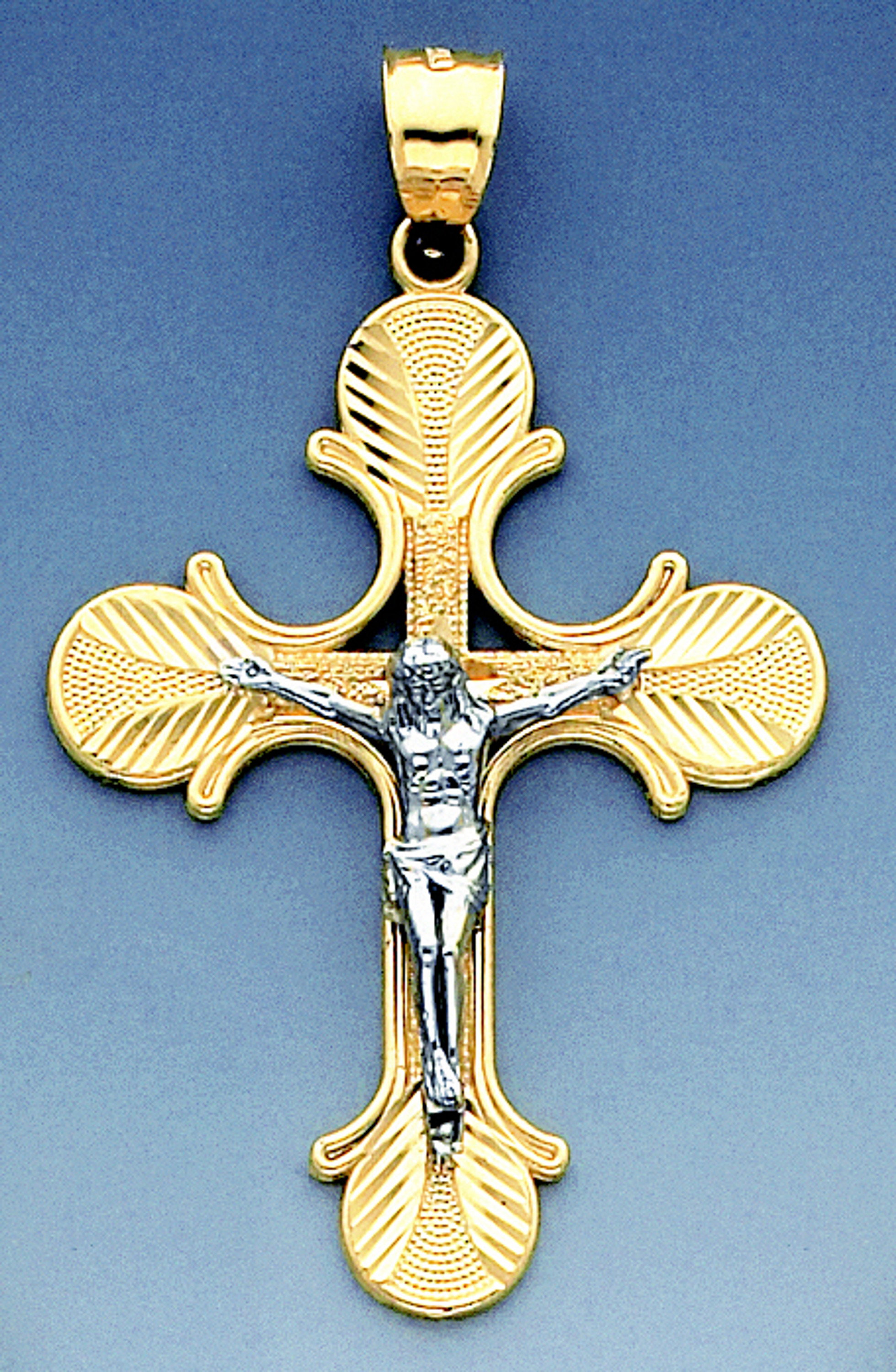 14k Yellow Gold Two Color Crucifixion Pendant 54.21mm Tall. 14k Yellow Gold Two Color Crucifixion Pendant 54.21mm Tall.
