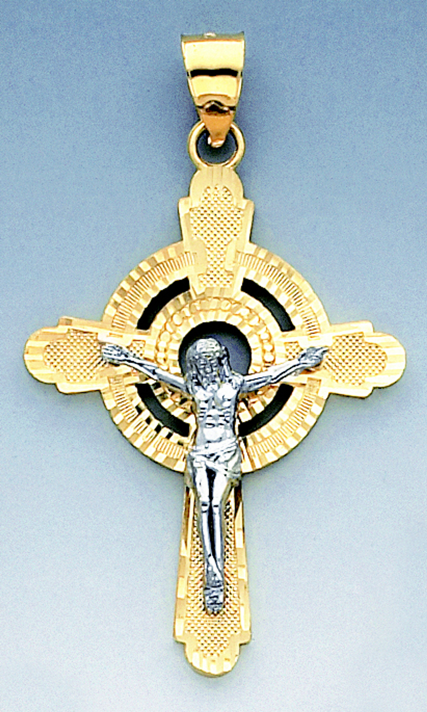 14k Yellow Gold Two Color Crucifixion Pendant 52.41mm Tall. 14k Yellow Gold Two Color Crucifixion Pendant 52.41mm Tall.