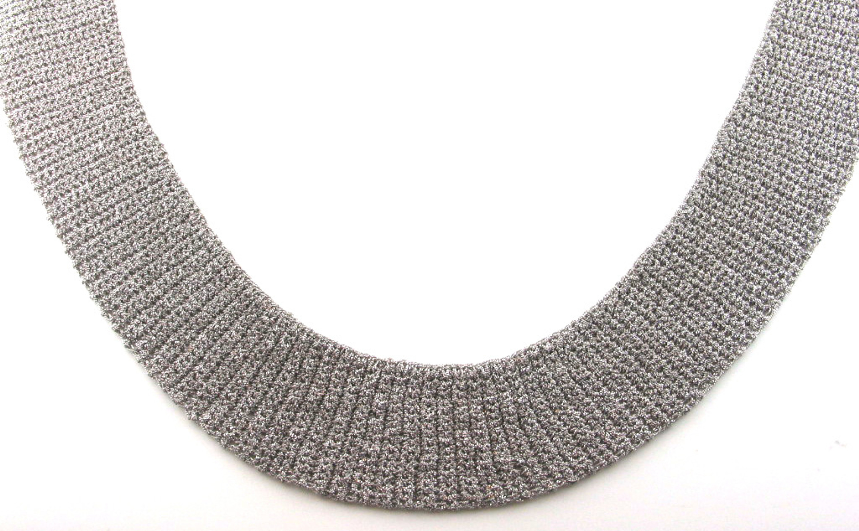 14k White Gold 26mm Hand Woven Necklace 16 Inches 14k White Gold 26mm Hand Woven Necklace 16 Inches