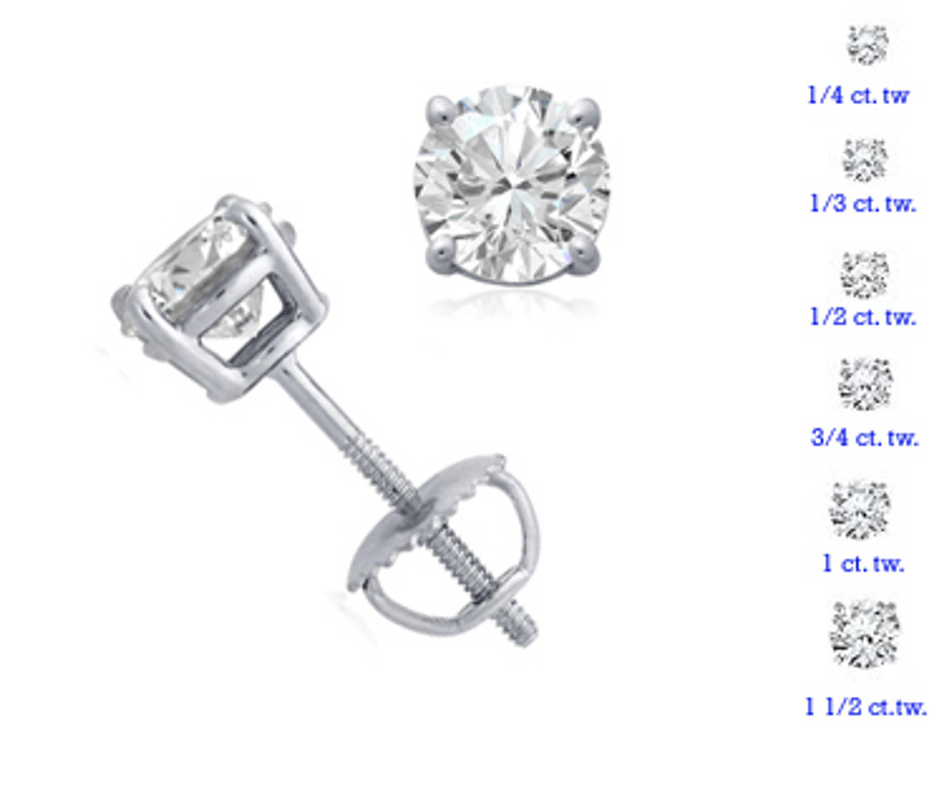 14K White Gold Stunning 2/3 Ct Round Brilliant Cut  Diamond Earrings 14K White Gold Stunning 2/3 Ct Round Brilliant Cut  Diamond Earrings