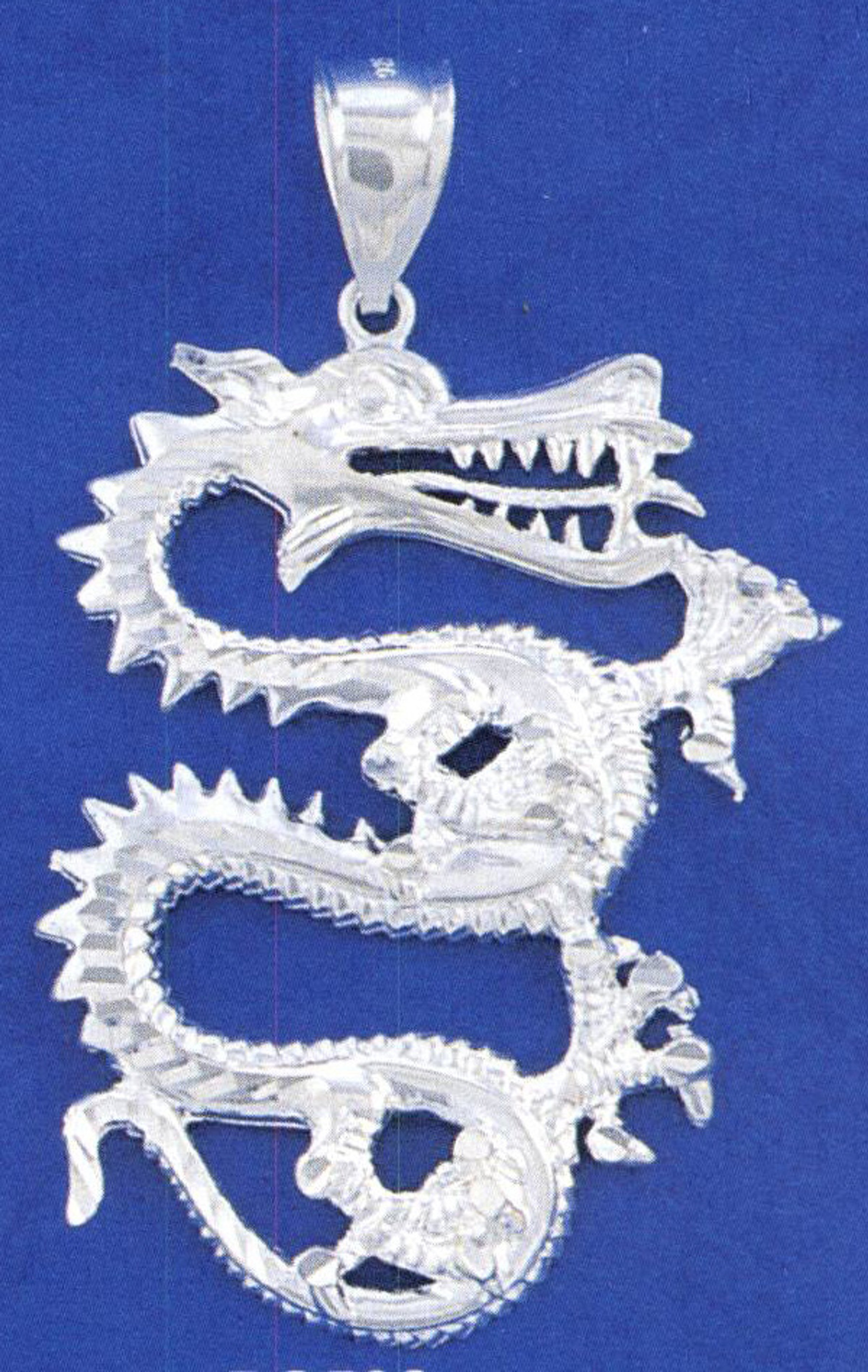 Sterling Silver 3 inchesby 1 3/4 inches  Dragon Charm Sterling Silver 3 inchesby 1 3/4 inches  Dragon Charm
