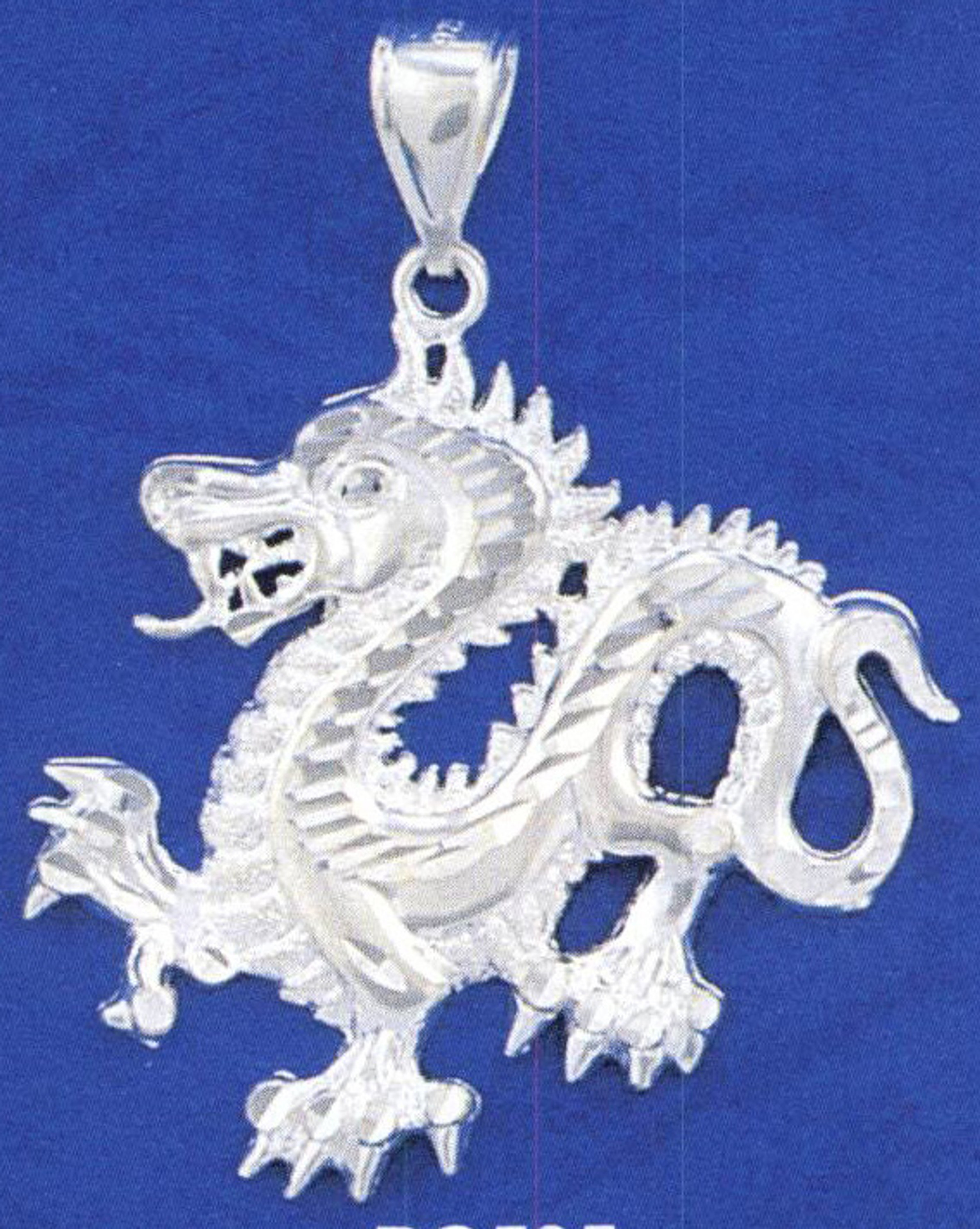 Sterling Silver 2 1/4 inches by 1 3/4 inches Dragon Charm Sterling Silver 2 1/4 inches by 1 3/4 inches Dragon Charm
