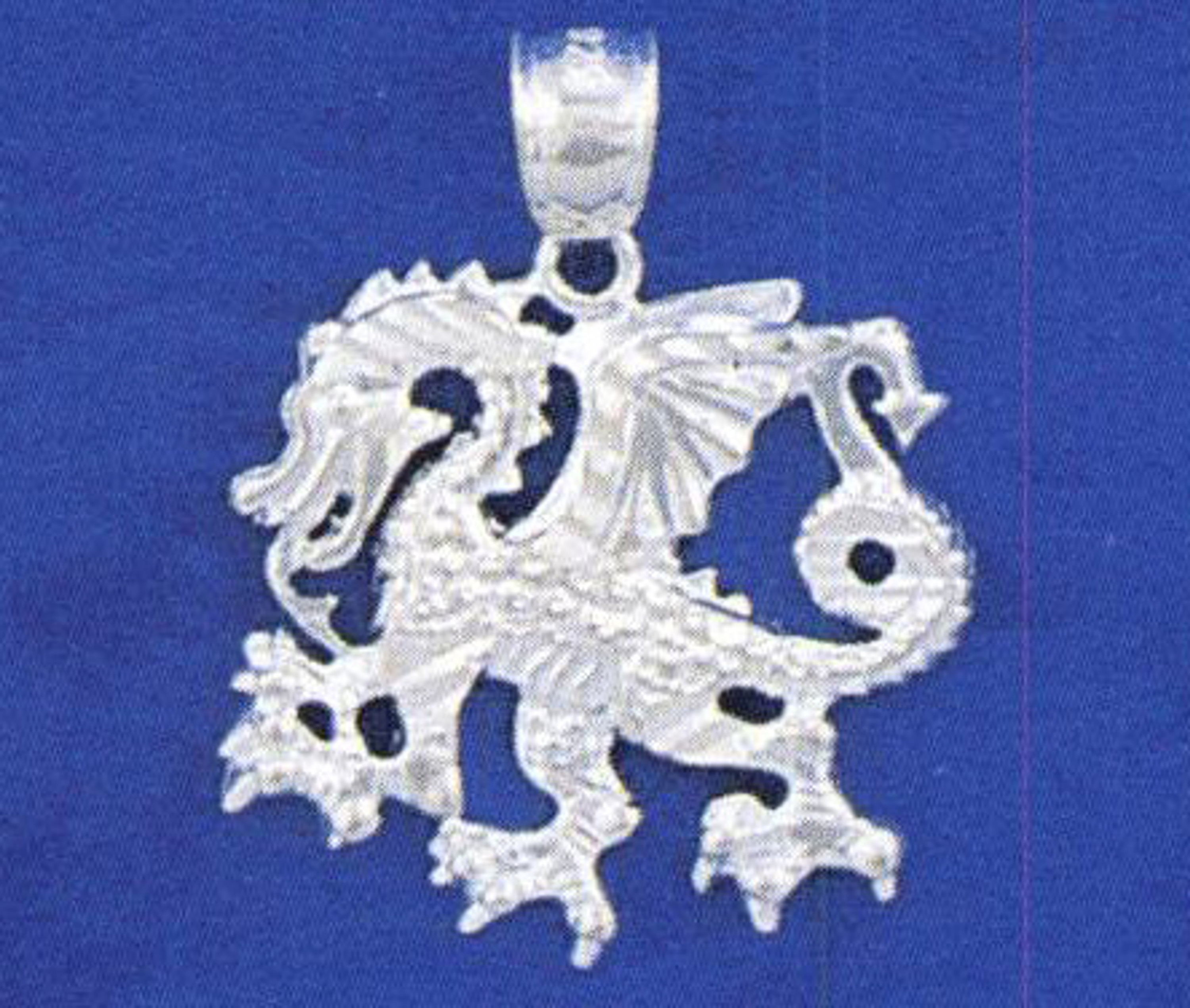 Sterling Silver 1 1/4 inchesby 7/8 inches  Dragon Charm