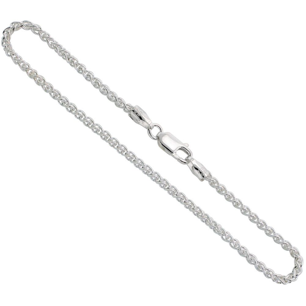 Sterling Silver (nickel Free) 3mm Spiga(wheat) Chain 18 Inches