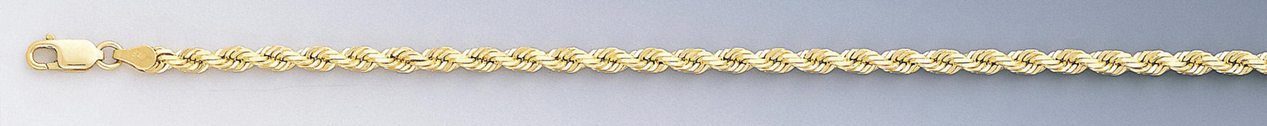 18k Gold 4mm Italian Diamond Cut Rope Chain 22 Inches