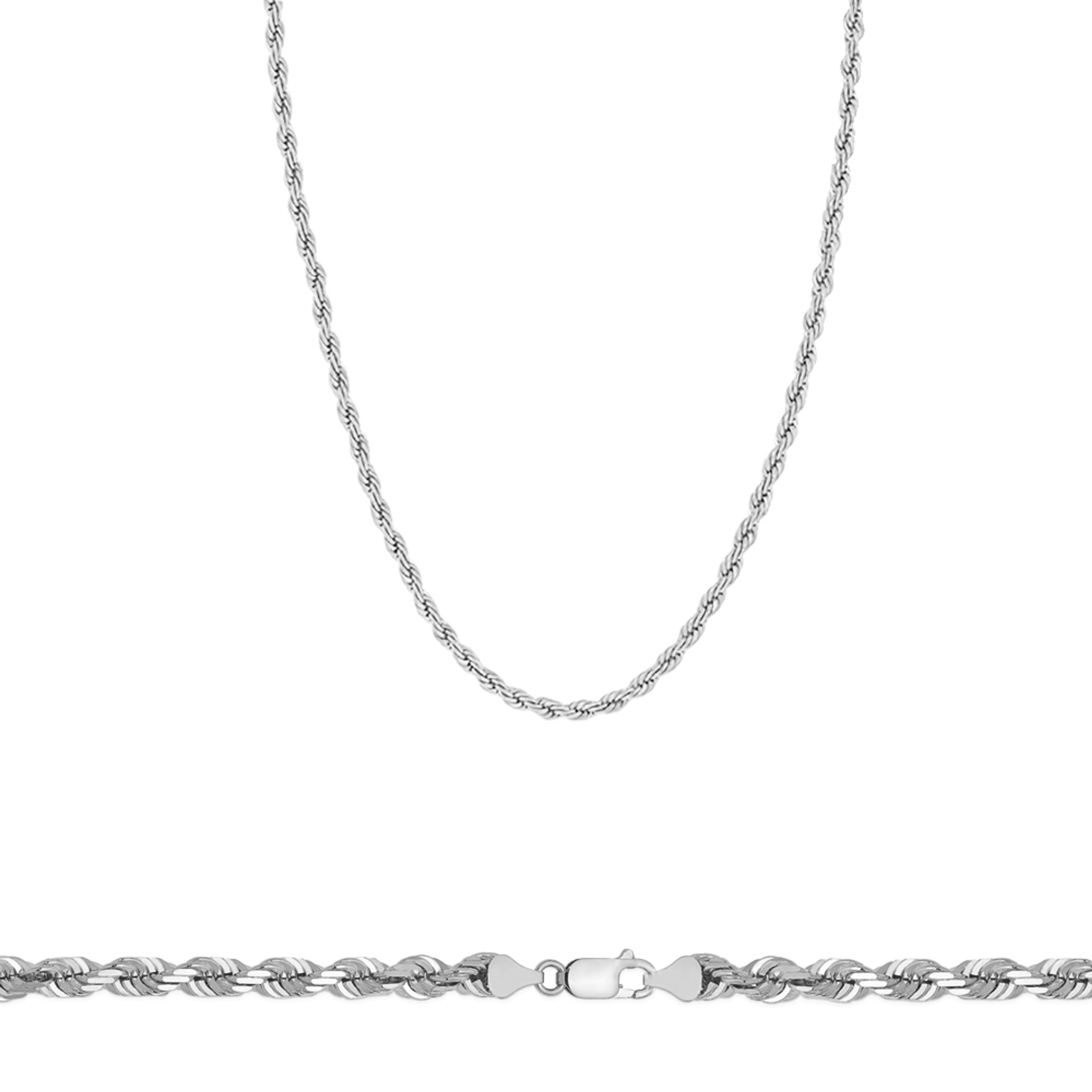 18k White Gold (Nickel Free) 2mm Italian Rope Chain 16 Inches 18k White Gold (Nickel Free) 2mm Italian Rope Chain 16 Inches