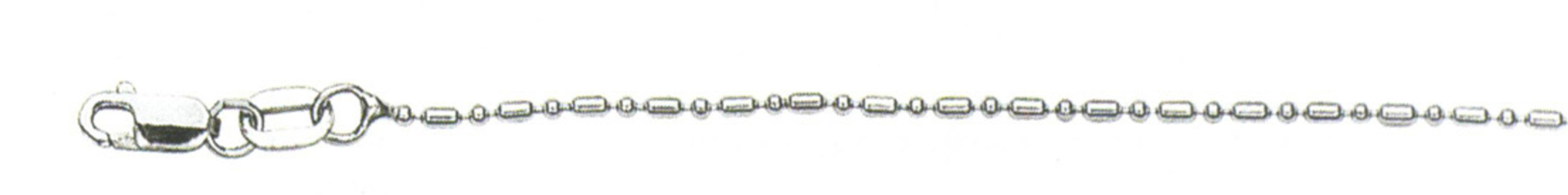 14k White Gold "Nickel Free" 1.2mm Ball & Bar Chain 18" 14k White Gold "Nickel Free" 1.2mm Ball & Bar Chain 18"