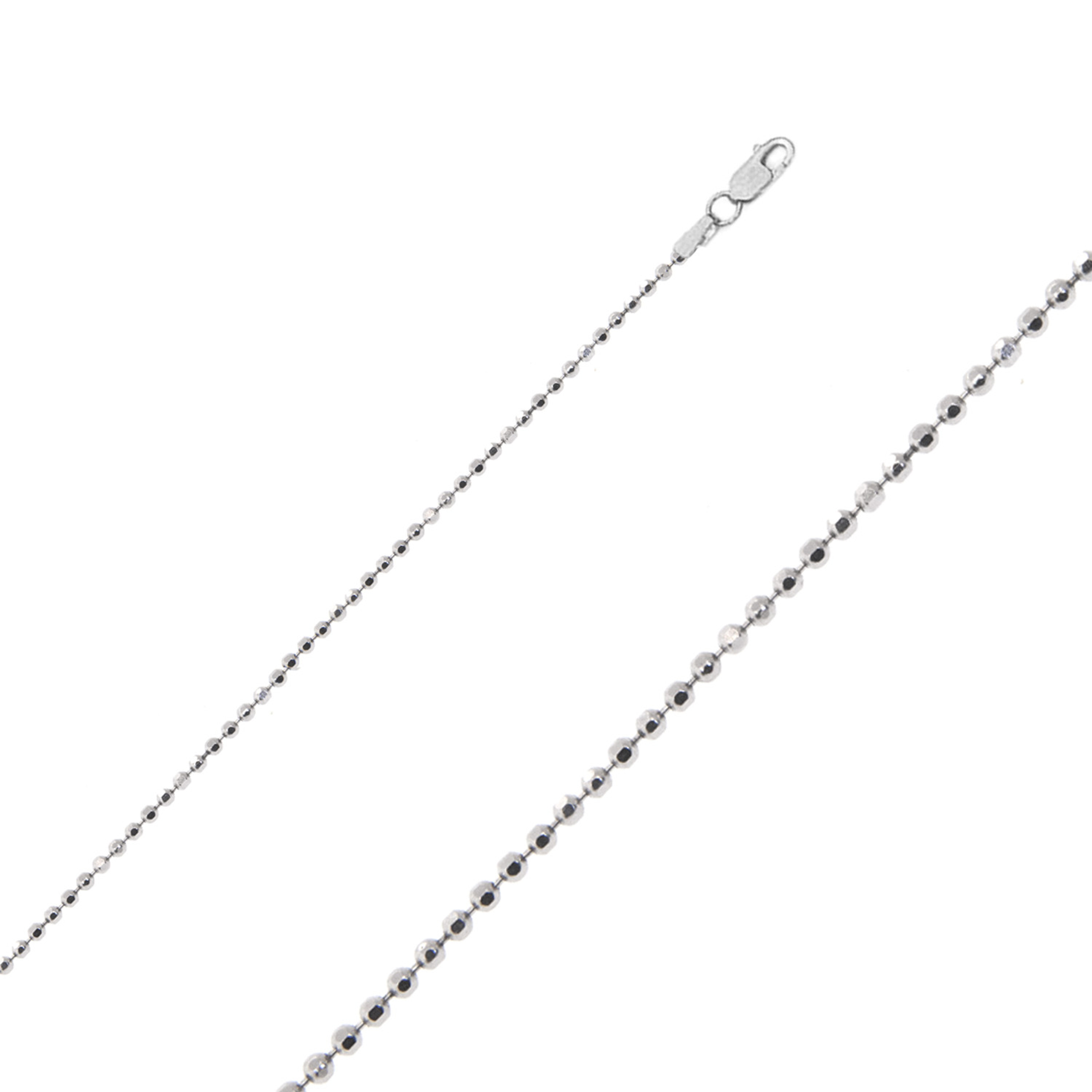 14k White Gold (Nickel Free) 1.5mm Faceted Ball Chain 16 Inches 14k White Gold (Nickel Free) 1.5mm Faceted Ball Chain 16 Inches