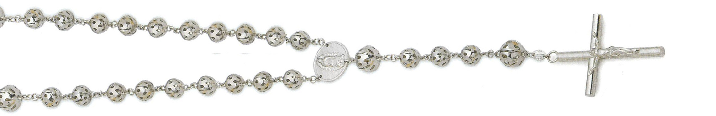 14k White Gold 6mm Rosary Necklace 29 Inches 14k White Gold 6mm Rosary Necklace 29 Inches