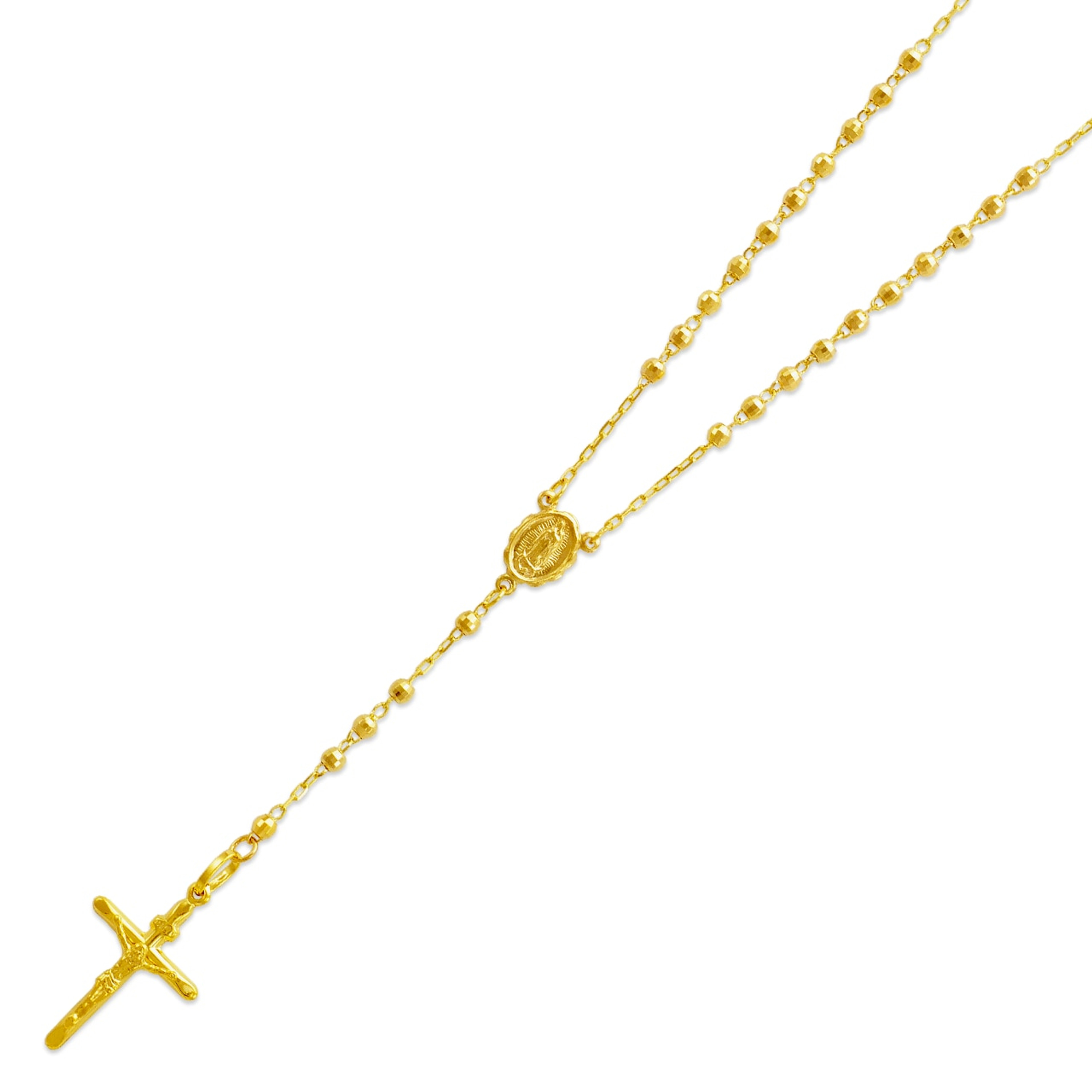 14K Yellow, White, or Tri-Color Gold 3.0mm Rosary Necklace 16 Inches 14K Yellow, White, or Tri-Color Gold 3.0mm Rosary Necklace 16 Inches