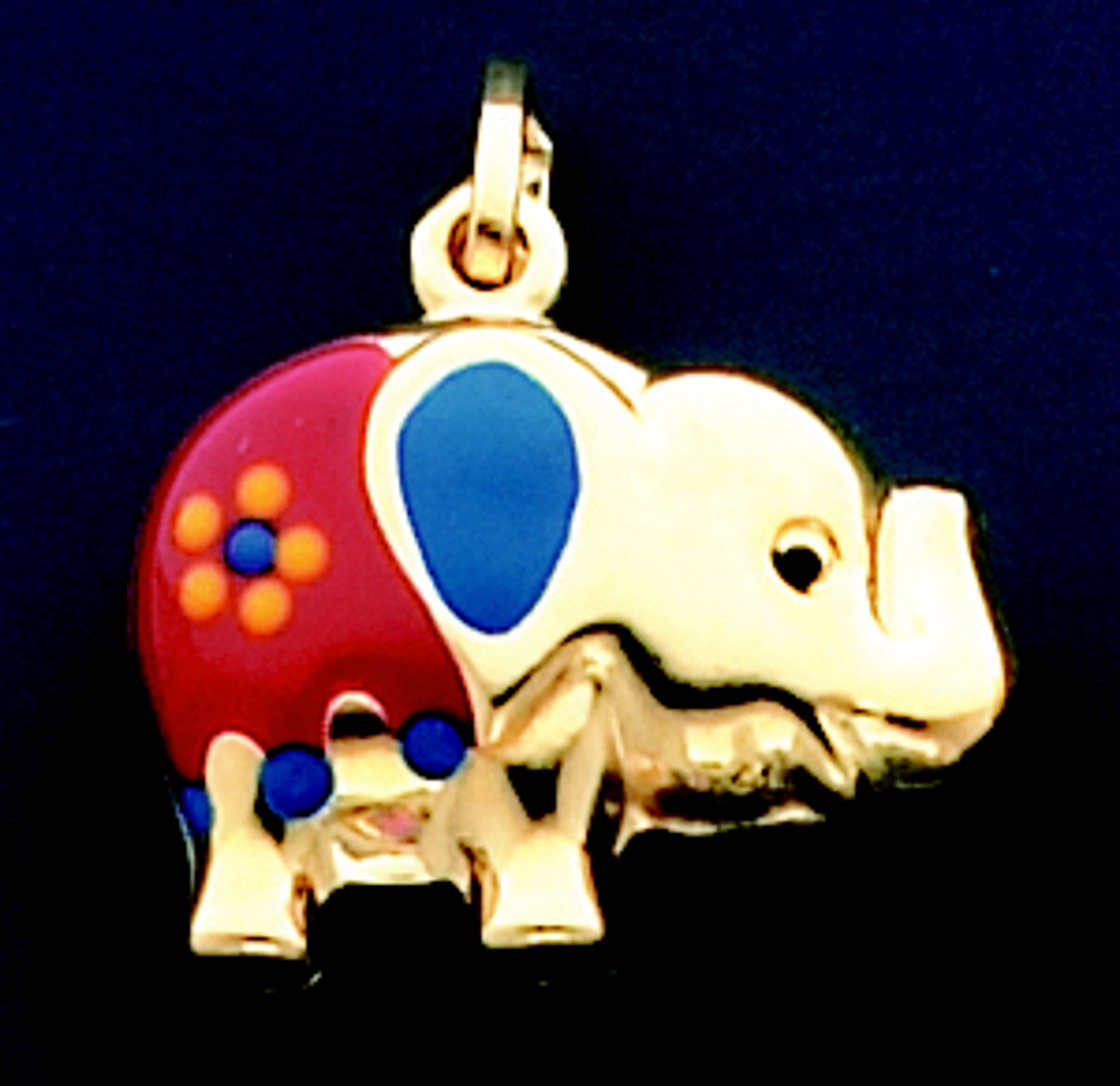 14k Gold 21mm Red and Blue Enamel Elephant Charm 14k Gold 21mm Red and Blue Enamel Elephant Charm